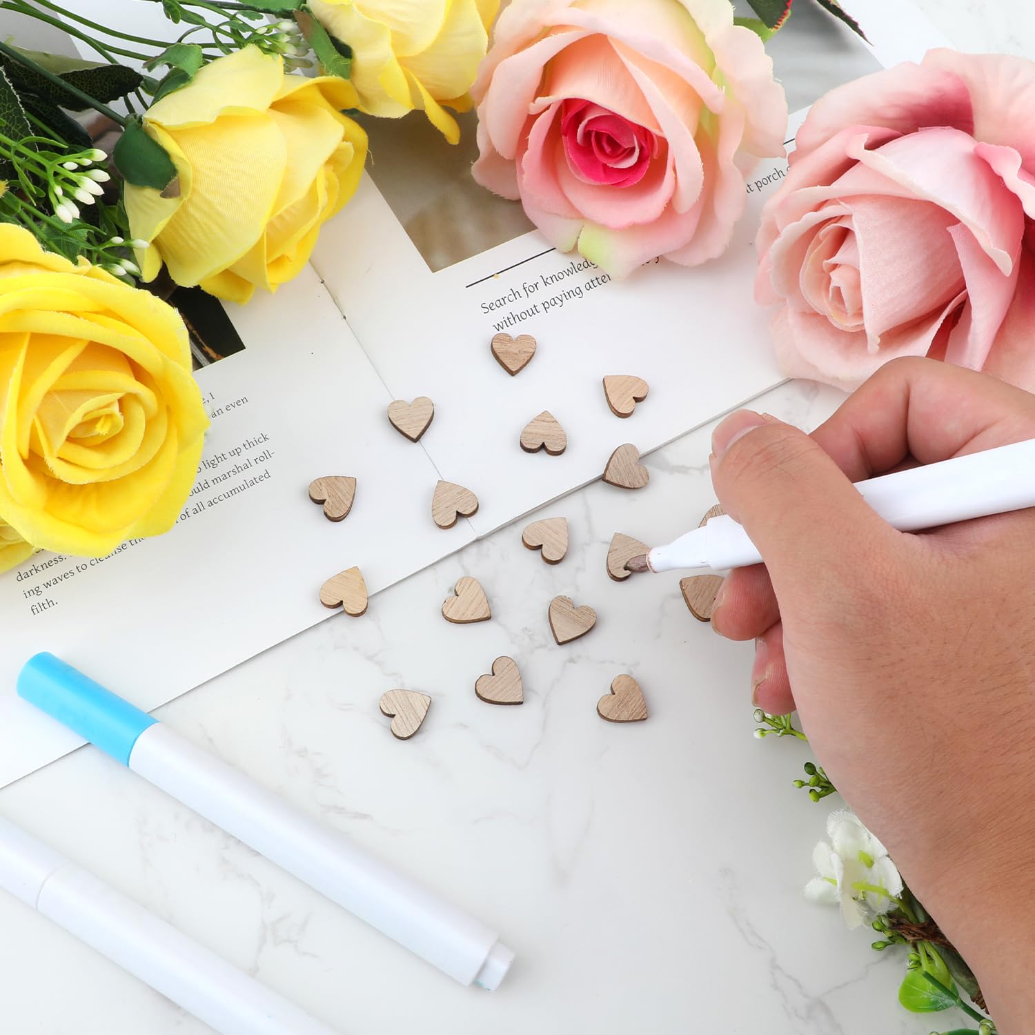 Gemini_mall® Lot D'environ 100 Cœurs En Bois Pour Travaux Manuels 25 Mm Décoration De Table De Mariage (cœur #2