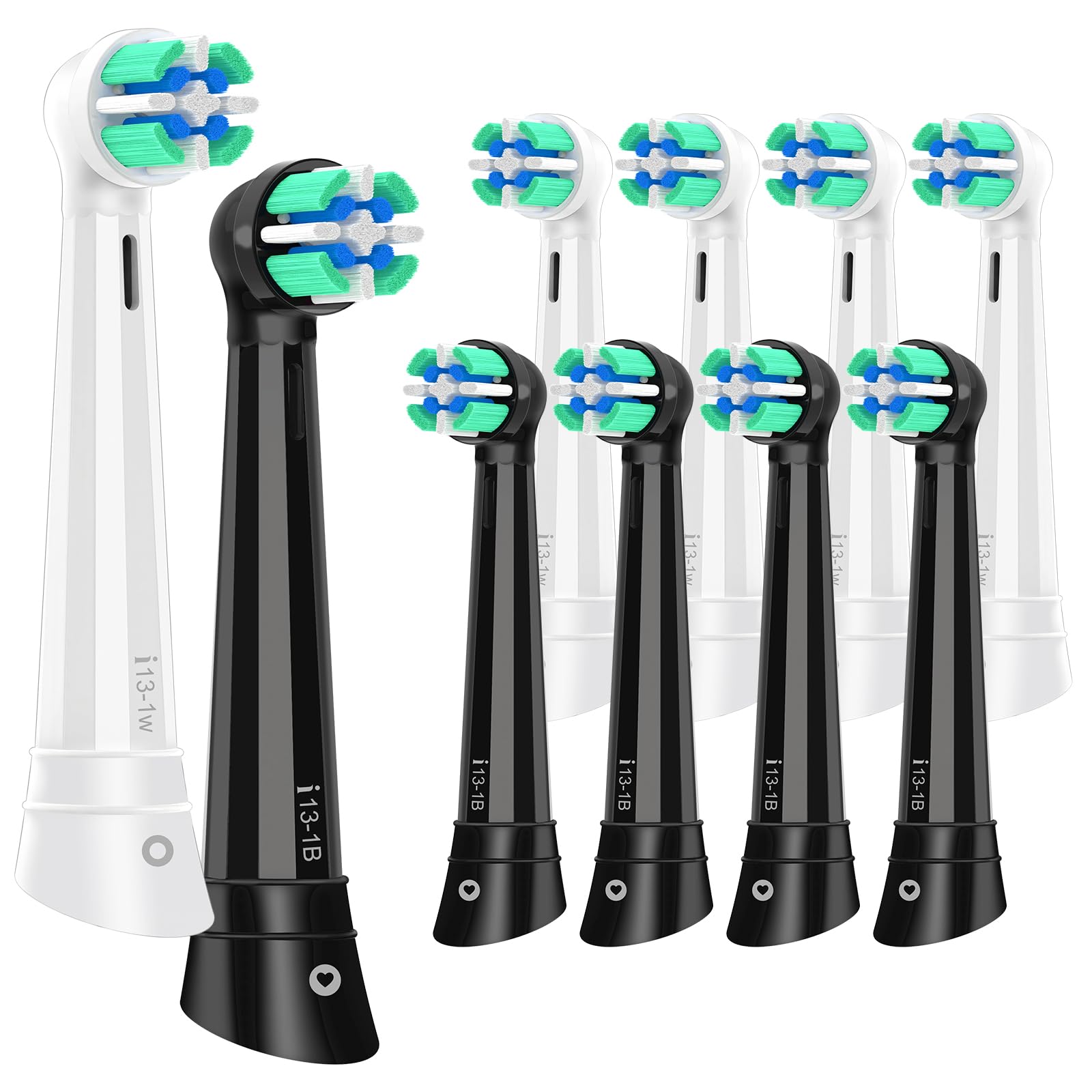 Replacement Toothbrush Heads Compatible with Oral b io, for Oral B iO 3/4/5/6/7/8/9/10 Series Ultimate Clean Electric Toothbrush (5 Black+ 5White)