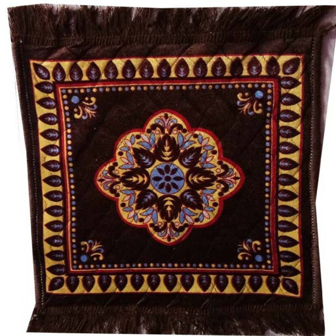 Dehati Store Brown Velvet Pooja mat Pooja Asan Set of 1 Pc (19 x 18 in)