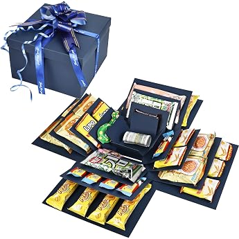 Surprise Box 5-Layer Creative Gift Box Explosion Box DIY Handmade Gift Box Surprise Box Explosion Box for Christmas Birthday Anniversary Valentines Day Wedding Gift Blue