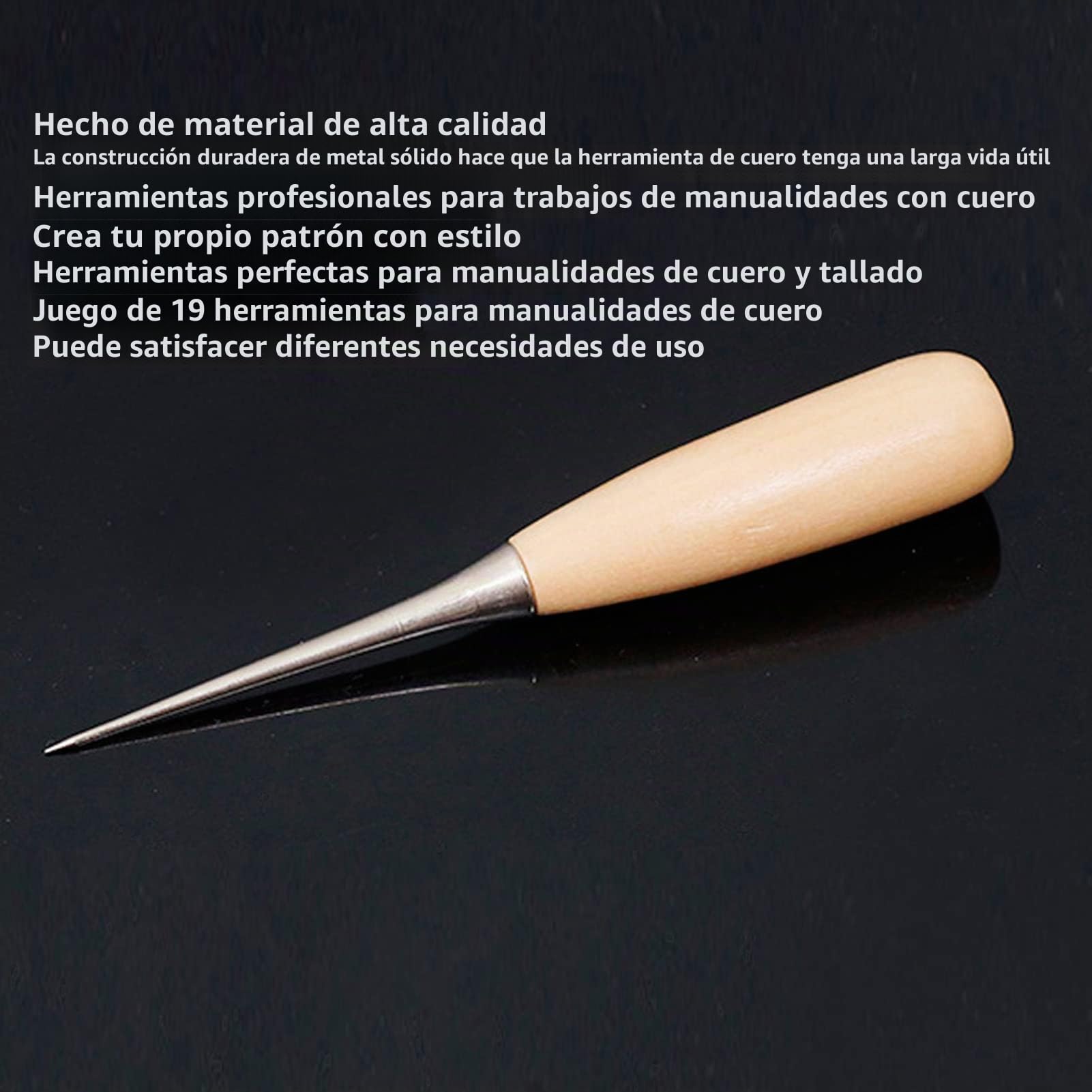Kit Herramientas Cuero 19 Piezas Metal para Artesanía, 1 Kit