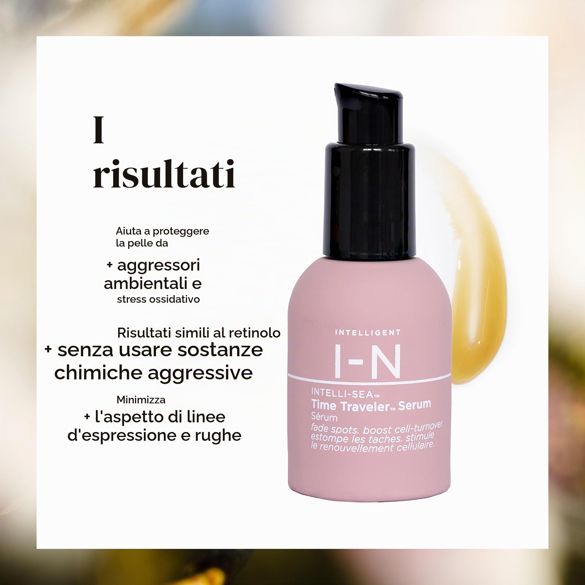 Intelligent Nutrients Time Traveler, Sierio viso con Formula Organica Anti-Age con Bio-Retinolo, Favorisce il Rinnovo Cellulare, attenua le macchie scure, 30ml
