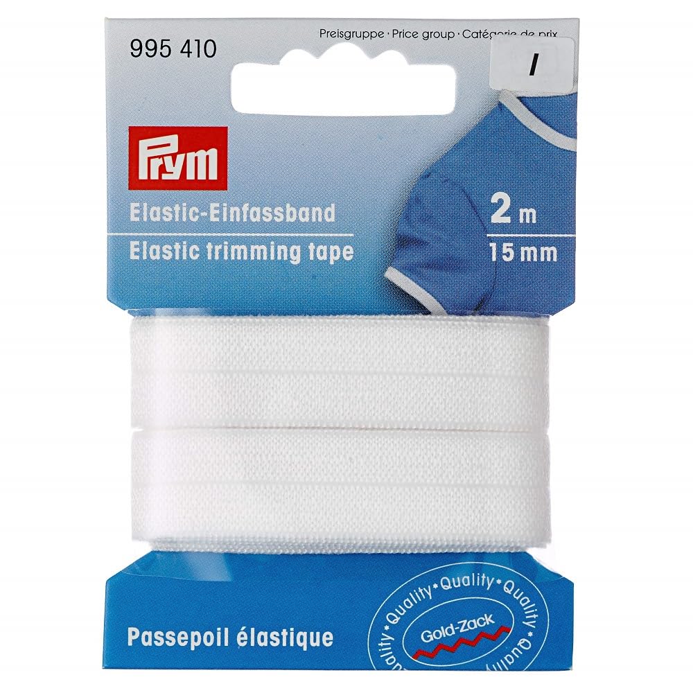 Prym - Prym White (15mm, 2m) Elastic Trimming Tape - 1 Unit