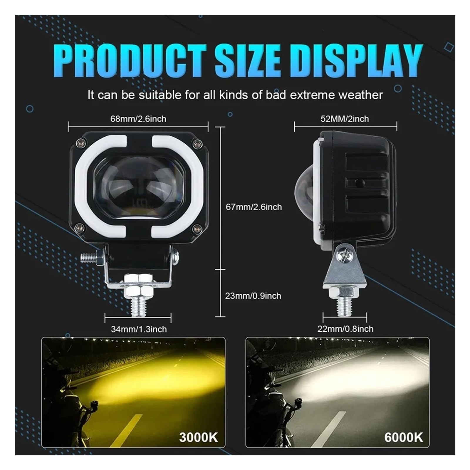 2 Pezzi Fari Fendinebbia Per Moto Per Auto Per Camion Fuoristrada Angel Eyes LED Faretti Portatili Guida Per Barca Faro Del Motociclo(Blue 2pcs)