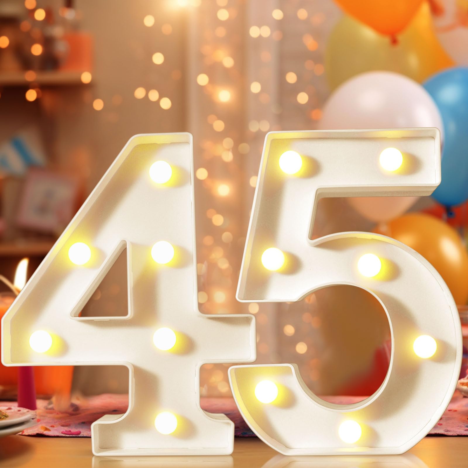 8.8" Decorative LED Light Up Numbers, Marquee Numbers Lights for 7th Birthday Decorations, Lighted Number Sign for Birthday Party Night Lights Wedding Anniversary Home Wall Decor, White Number 7 — view 45