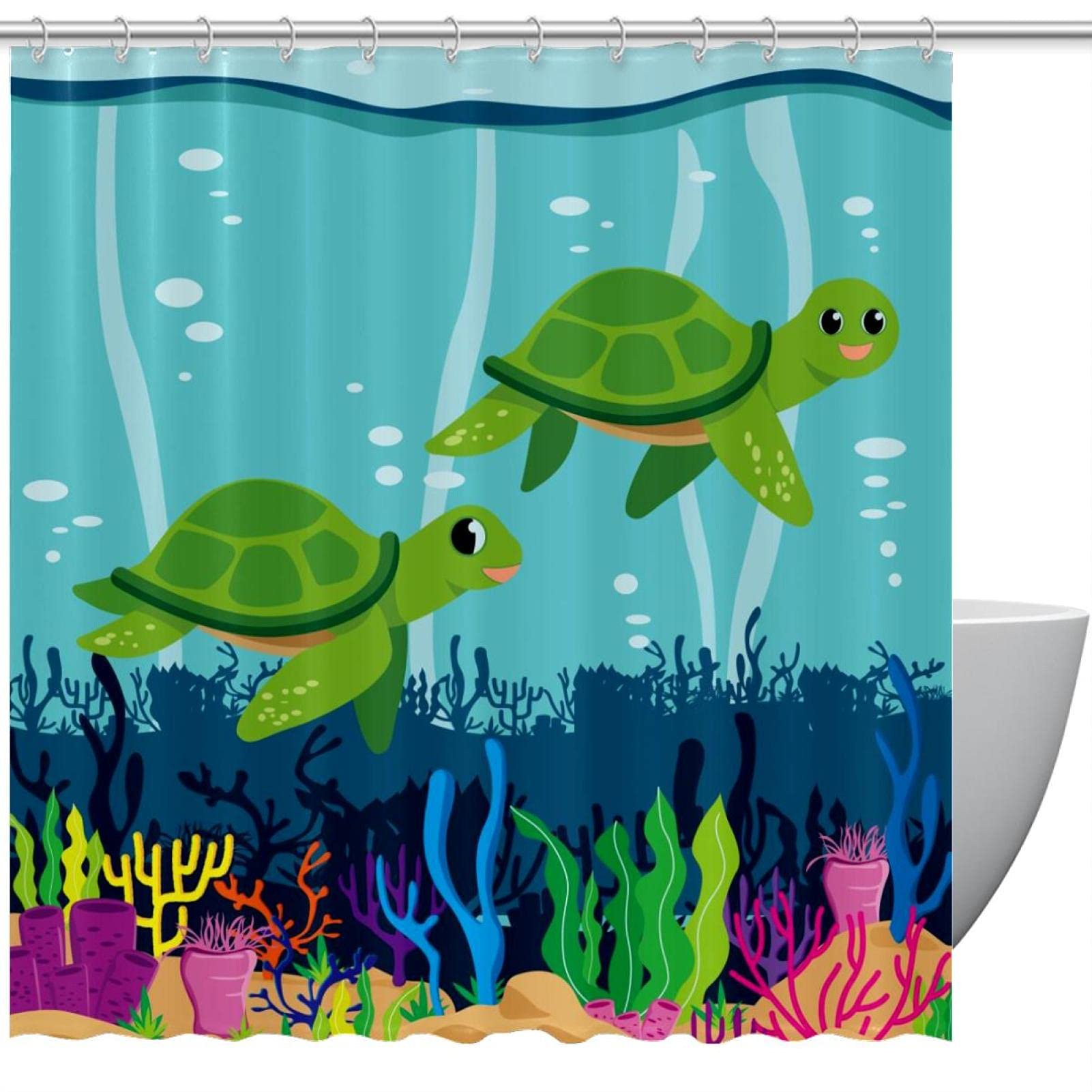 Rideau de douche tortue de mer pour une ambiance de salle de bain zen
