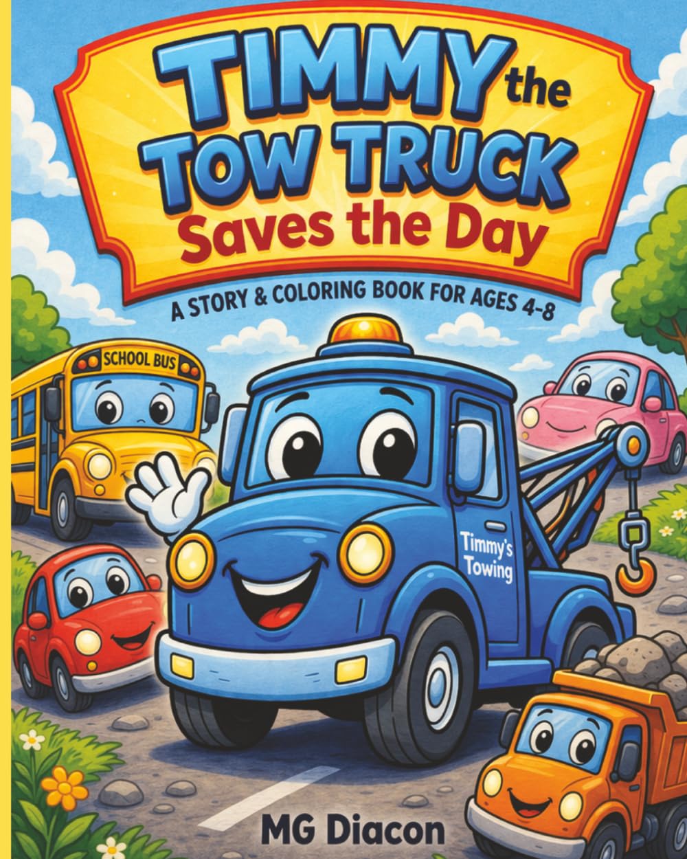 Timmy The Tow Truck Saves The Day: Story + Coloring Book (Ages 4–8)