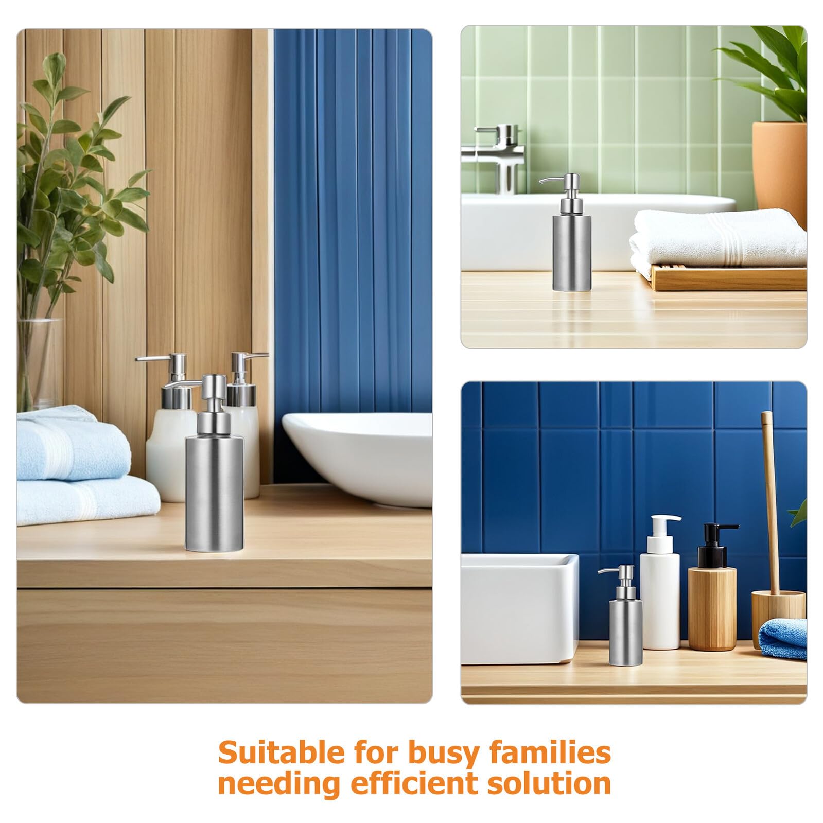Garneck 2 Piezas Dispensadores de Loción de Acero Inoxidable Botellas Dosificadoras Portátiles para Jabón Líquido y Crema para Cocina y Baño Diseño Preciso y Moderno