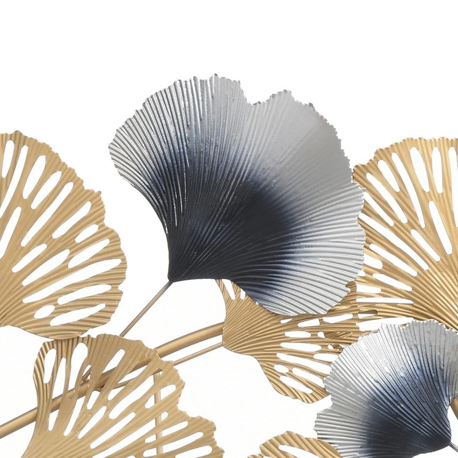 Decoración de pared de metal en 3D, hecha a mano, diseño de hoja de ginkgo dorada para el hogar, hotel, dormitorio, sala de estar, decoración moderna de metal de lujo