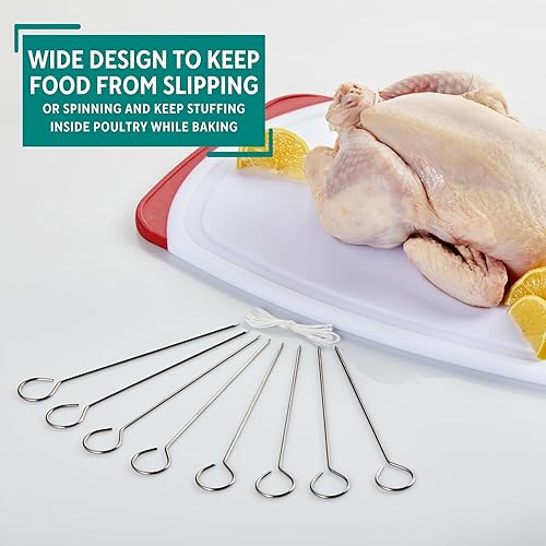 Miniatura 4 de Mirro Lacers de acero inoxidable para pavo, 8 piezas, color plateado