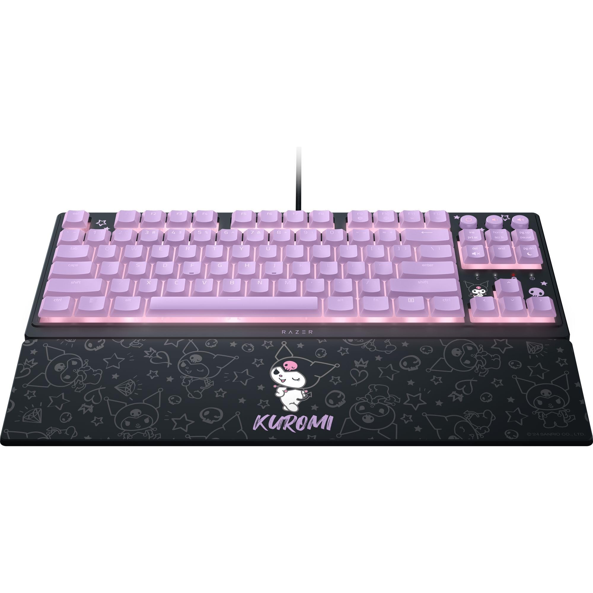 Razer Ornata V3 TKL: tasti discreti, interruttori a membrana meccanica, tasti rivestiti con UV, tasti multimediali retroilluminati, illuminazione RGB a 8 zone, poggiapolsi