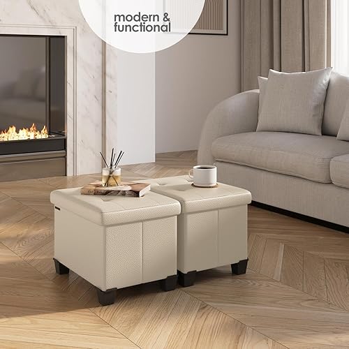 Miniatura 389 de Otomana plegable para dormitorio o sala de estar, con contenedores de almacenamiento, reposapiés para el extremo de la cama, soporta hasta 660 lb,