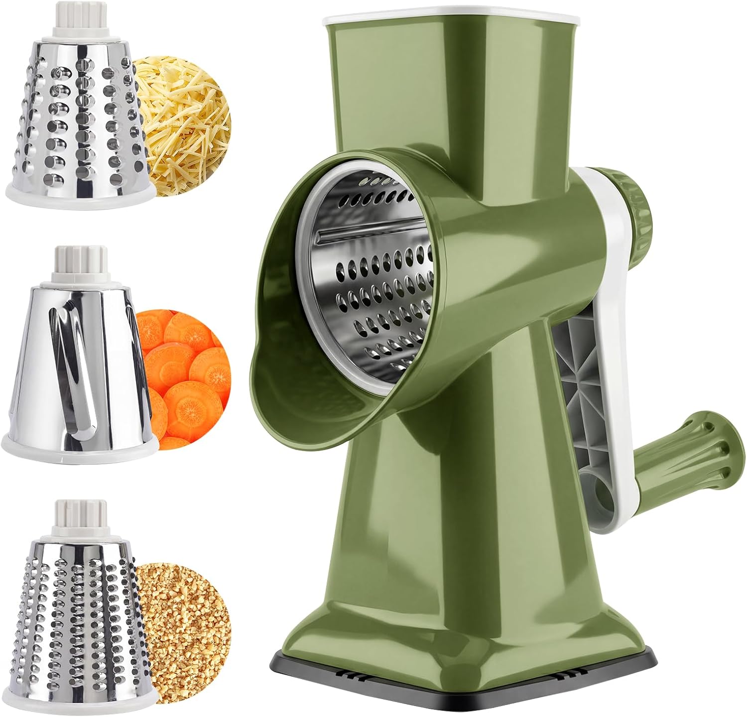 Rallador manual giratorio con manivela para queso y verduras