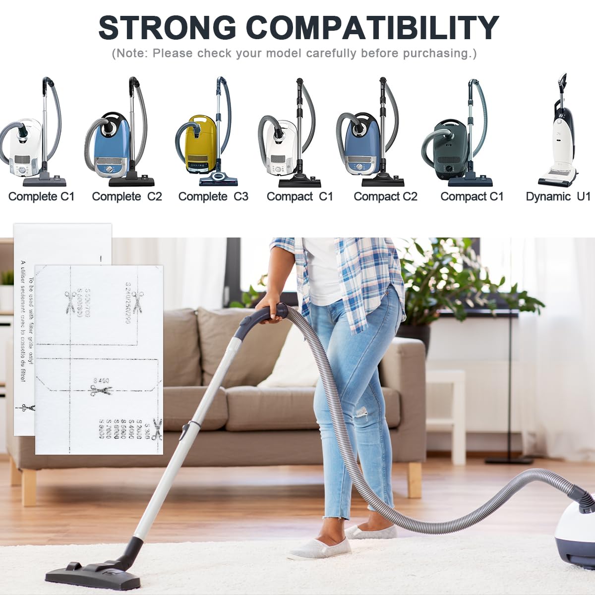 TIMESETL Set 3+3 Filtri Ricambio Per Aspirapolvere Miele - Protezione Motore E Filtri Aria