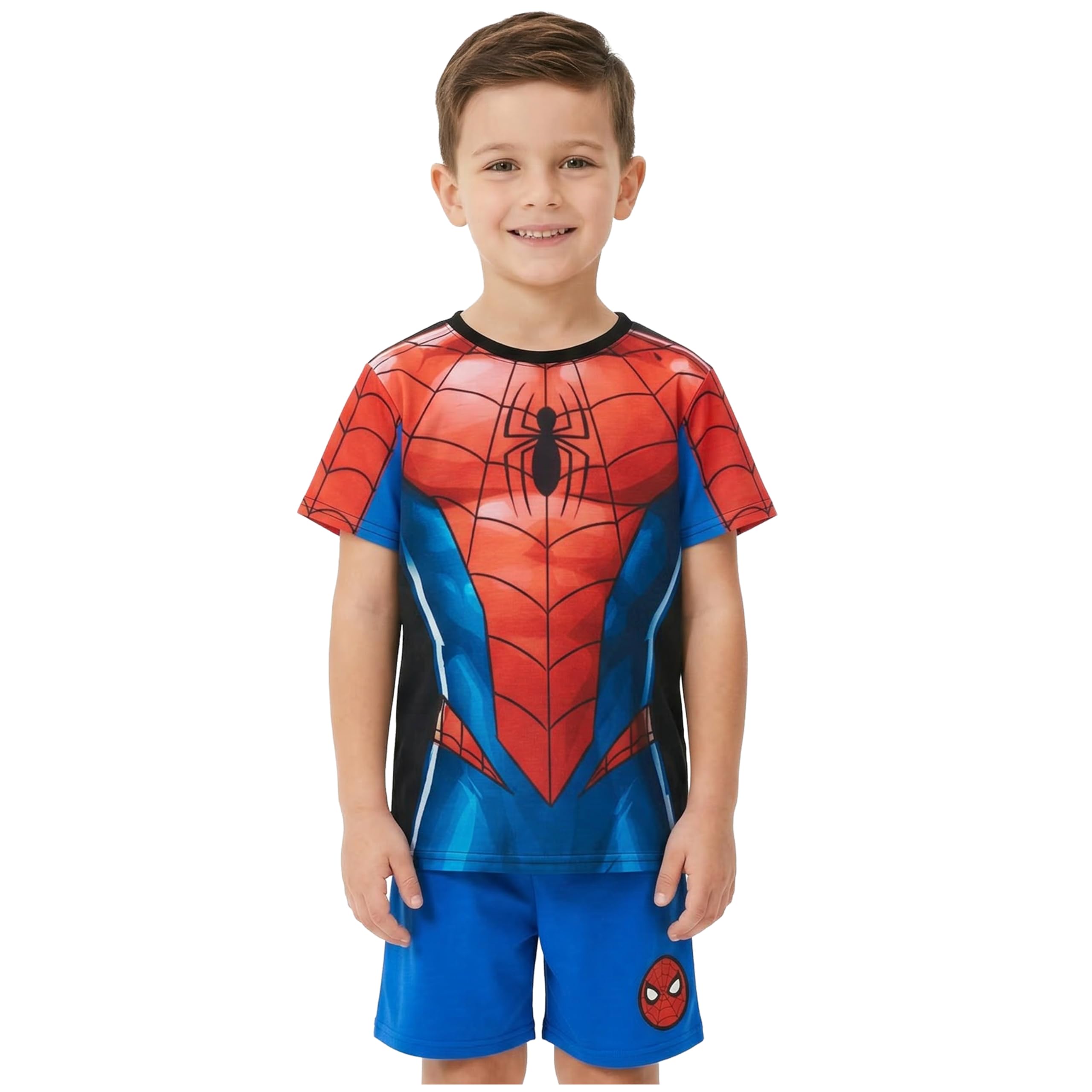 Marvel Spiderman Spidey y Sus Amigos Pijama Niño Conjunto Verano Camiseta Manga Corta Pantalón Corto Ropa Dormir Regalo