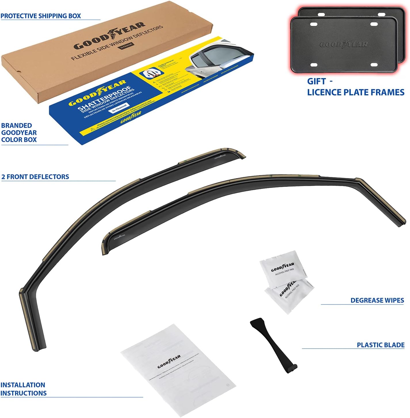 Goodyear Shatterproof in-Channel Window Deflectors for Trucks Chevrolet (Chevy) Silverado/GMC 1500 Sierra 2007-2013 Regular Cab, Rain Guards, Vent Visors Deflector, Truck Accessories, 2pcs - GY007737