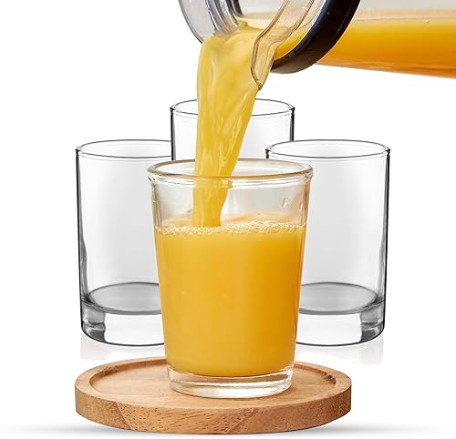 Fonteme Juego de 8 vasos de jugo pequeños, vasos de vidrio de 5.5 onzas, vasos de jugo de base pesada, juego de vasos pequeños para beber, vasos de