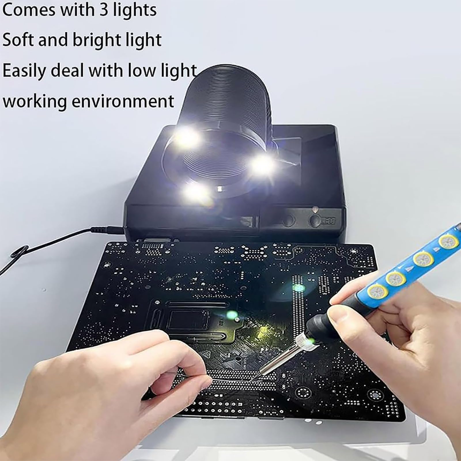 Macchina per raccogliere polvere per unghie, professionale, con 3 luci LED, forte aspirazione, basso rumore, per lucidatura unghie acriliche