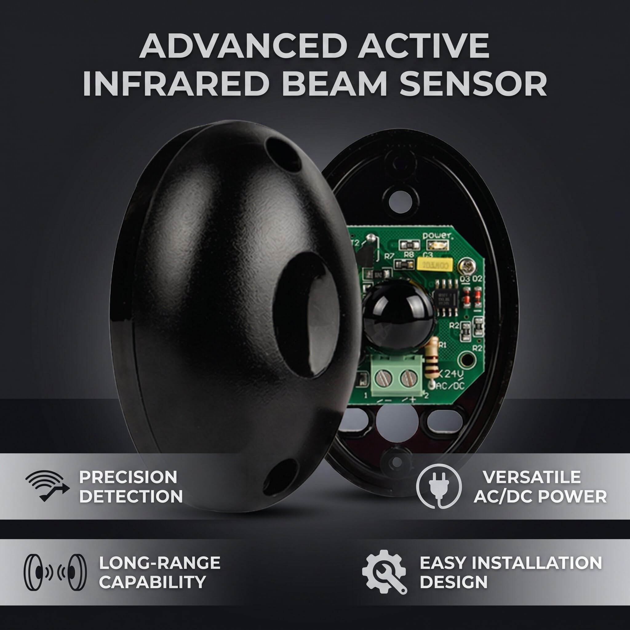 Sensor infrarrojo de Barrera Ligera, Sensor de células fotográficas infrarrojas DC 12/24 V sensores de Seguridad universales para Puertas y Puertas de Garaje automáticas