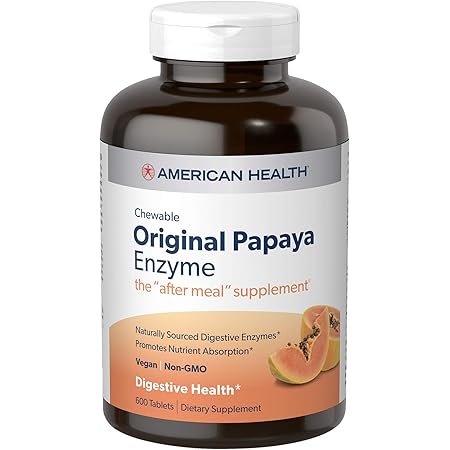 American Health Original Papaya Digestive Enzyme Chewable Tablets - Promotes Nutrient Absorption and Helps Digestion - 600 Count (200 Total Servings)