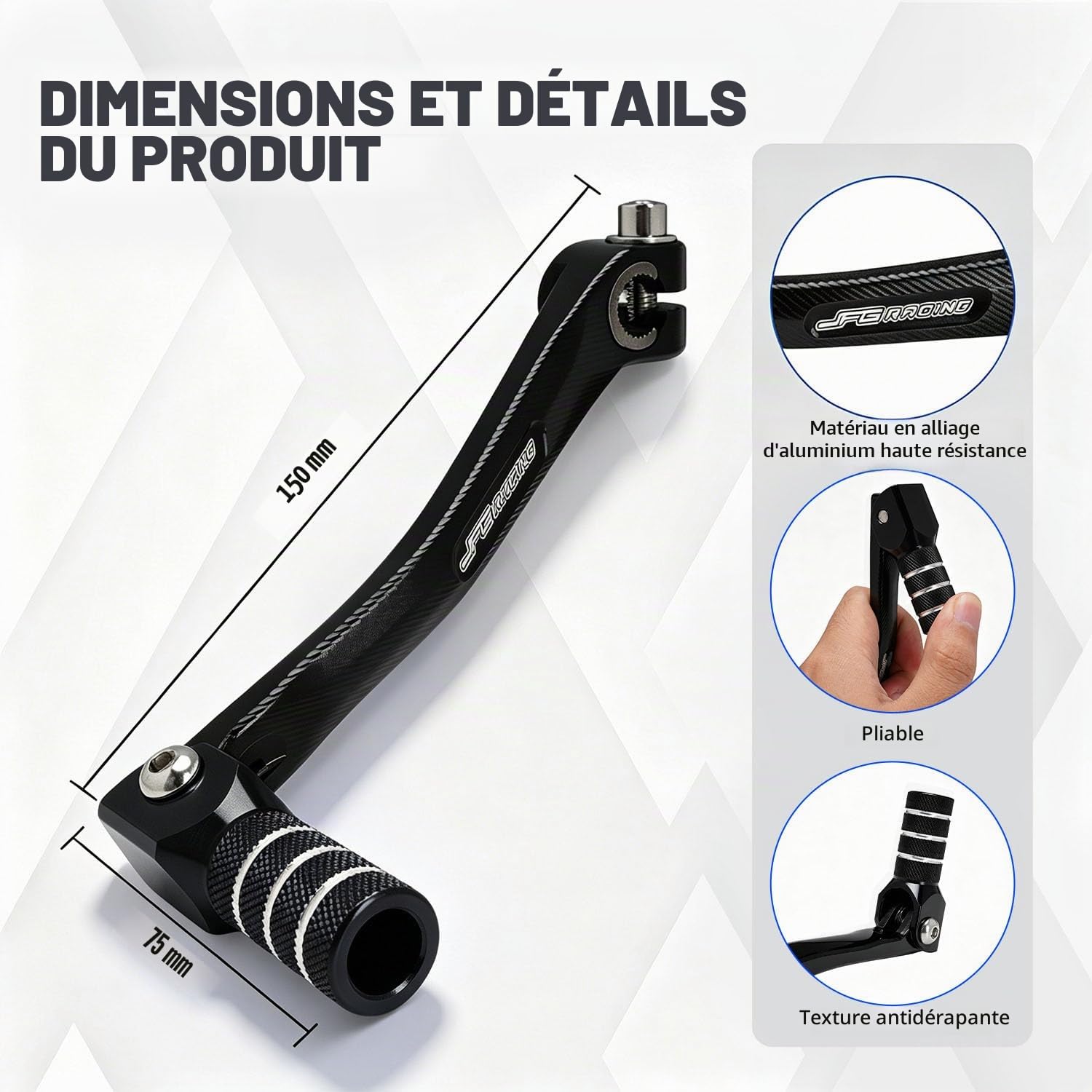 Levier de Vitesse de Moto,Levier de Vitesse Pliable en Aluminium CNC-Noir | pour Dirt Pit Bike 50cc-125cc XR50 CRF50 XR70 CRF70 XR110 CRF110