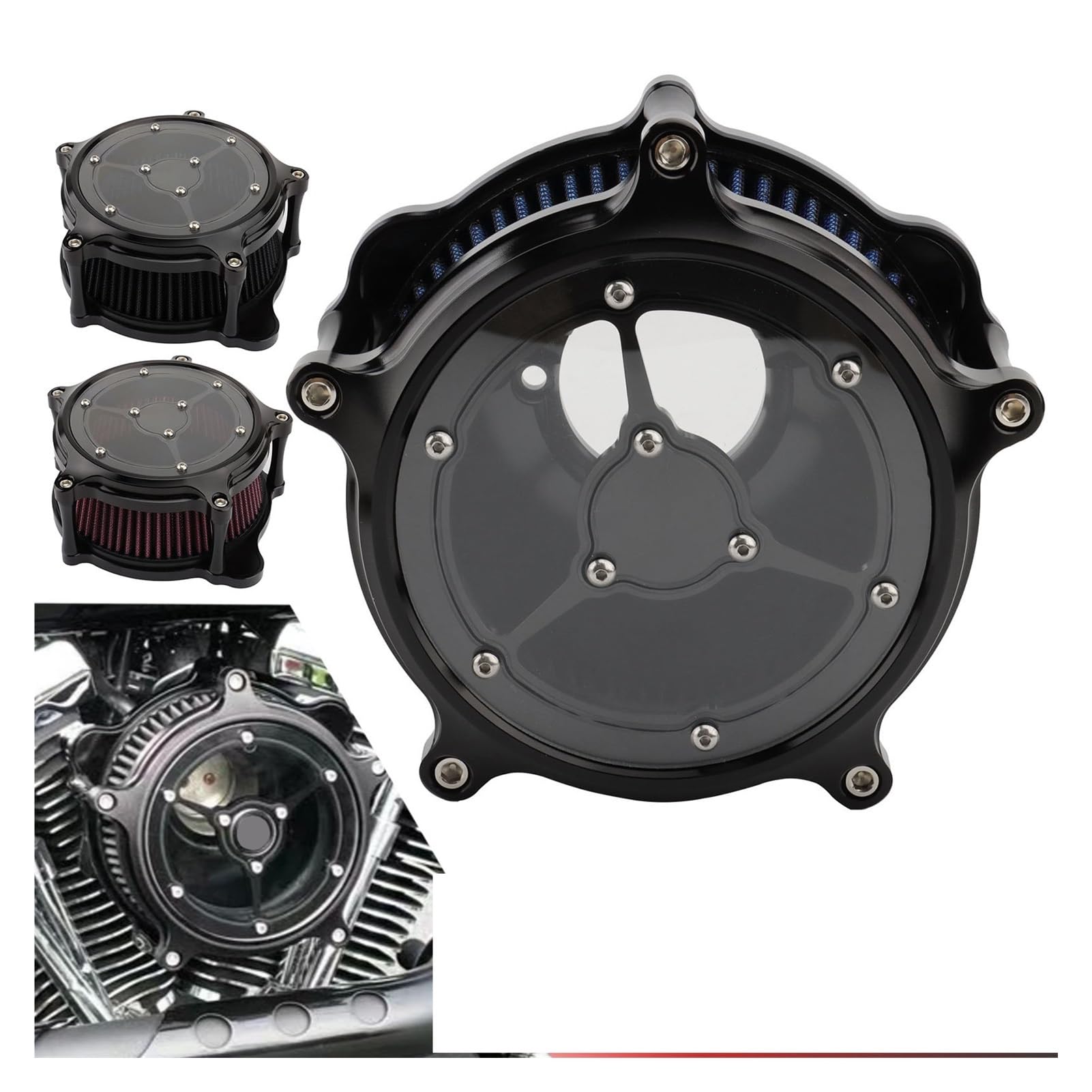 Harley Sportster Luftfilter Schwarz – Passend Für 883XL, 48, 1200 XL (2004-2024), Aluminium