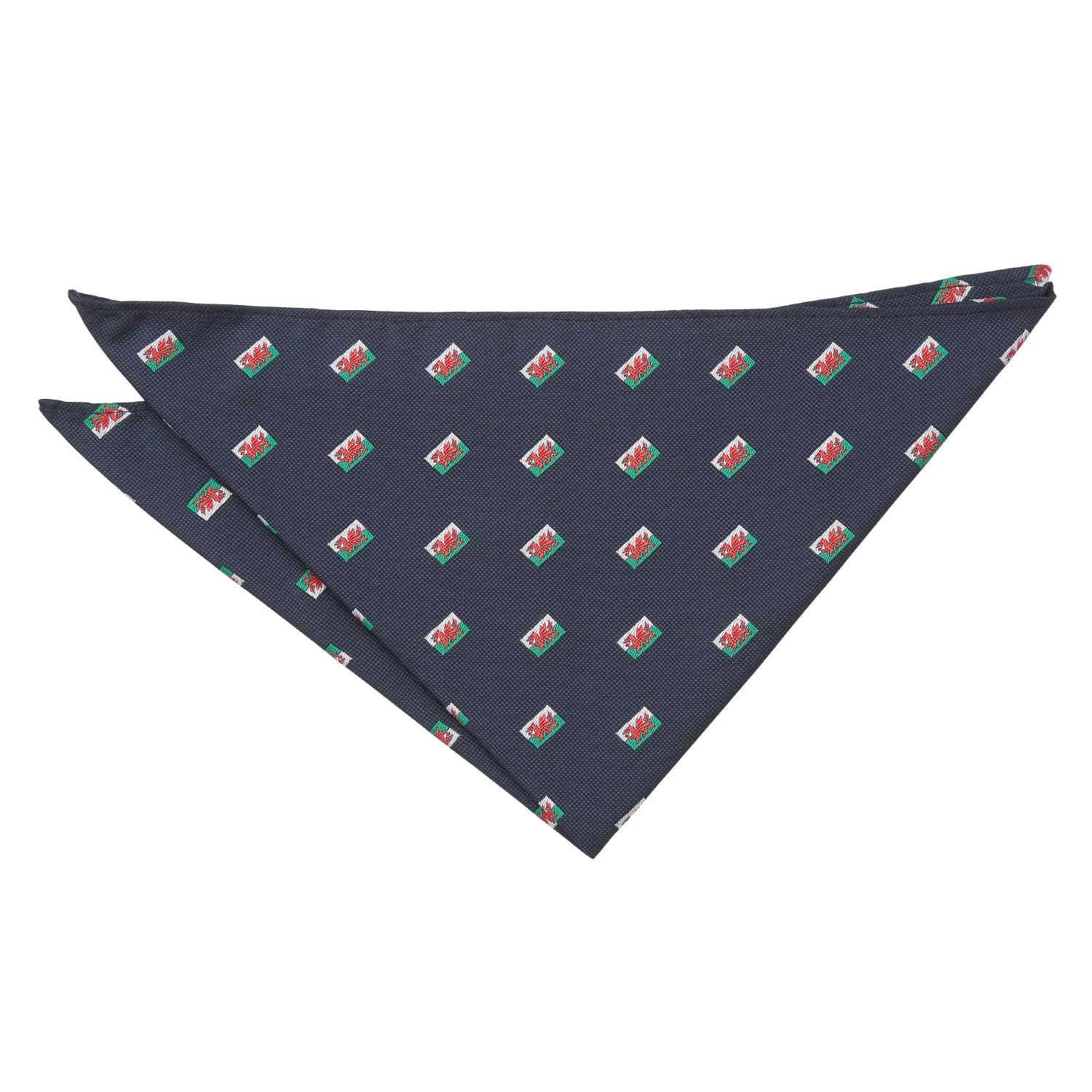 DQT Men's Embroidered Flag Novelty Handkerchief Pocket Square - Navy Blue Wales