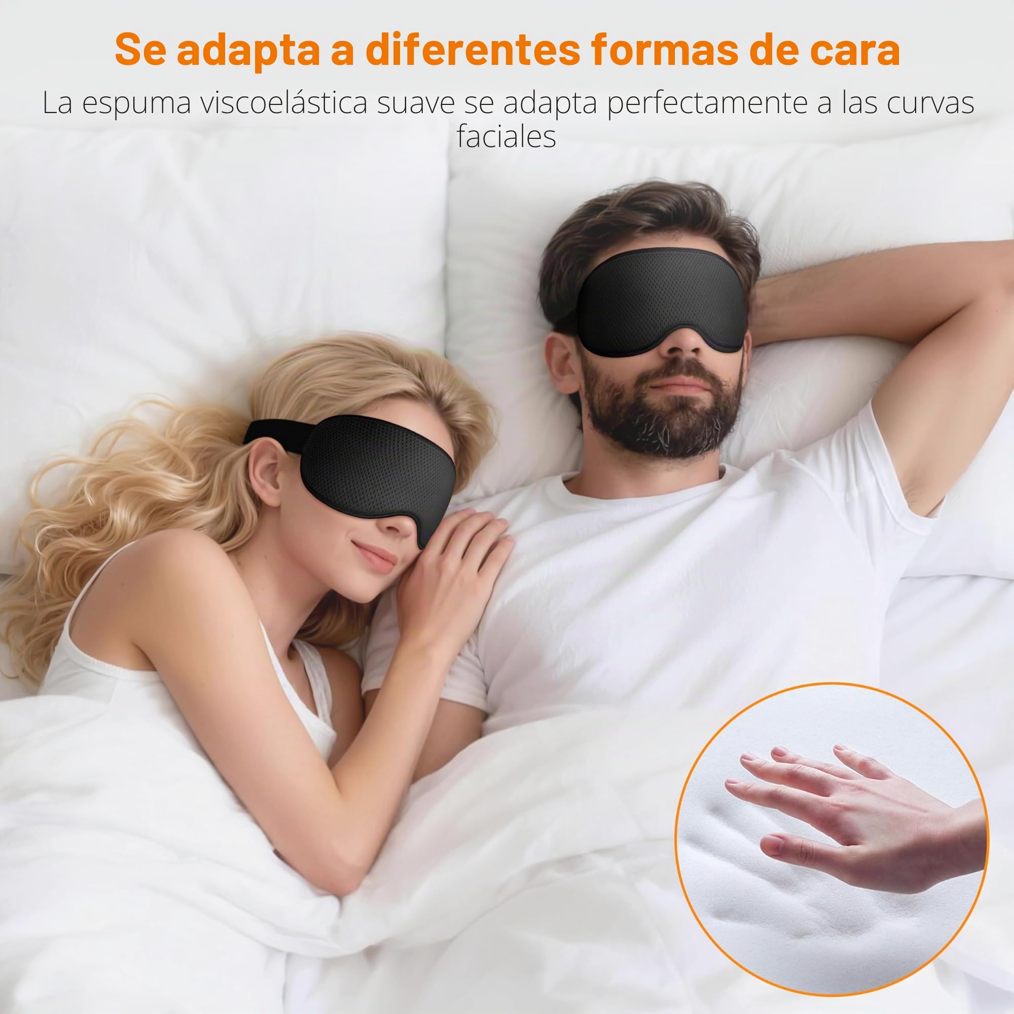 Gritin Anti-Luz Antifaz para Dormir para Mujer y Hombre, 3D Máscara para Dormir Ultrasuave y Cómodo, Sin Presión en Ojos Ni Pestañas con Banda Elástica Ajustable, Diseño Ergonómico para dormir, viajar