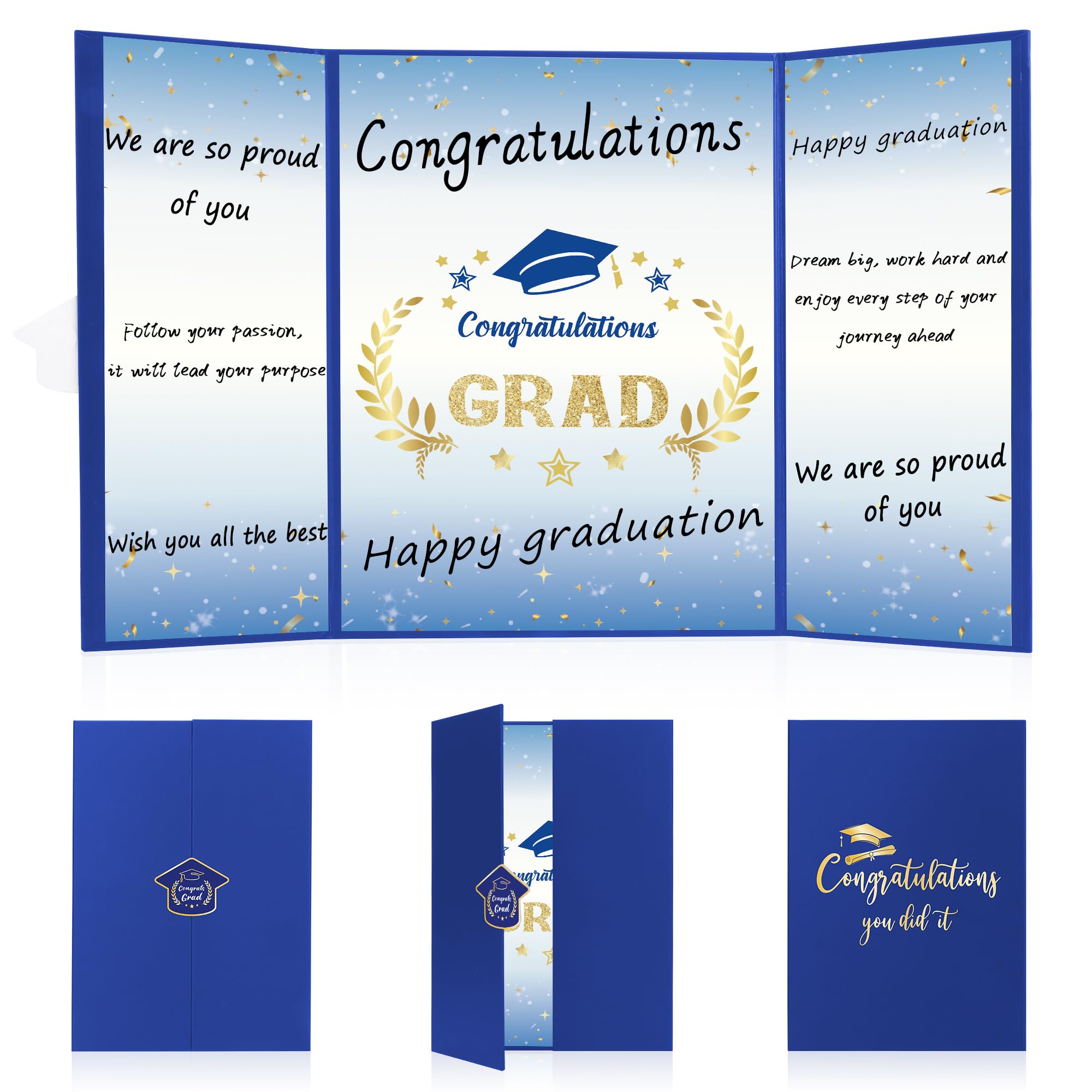 Graduation Guest Book Party Decorations-Blue Gold Graduation Guest Book Alternative Graduation Signature Congrats for 2025 College High School Graduation Party Decorations Unique Graduation Gifts
