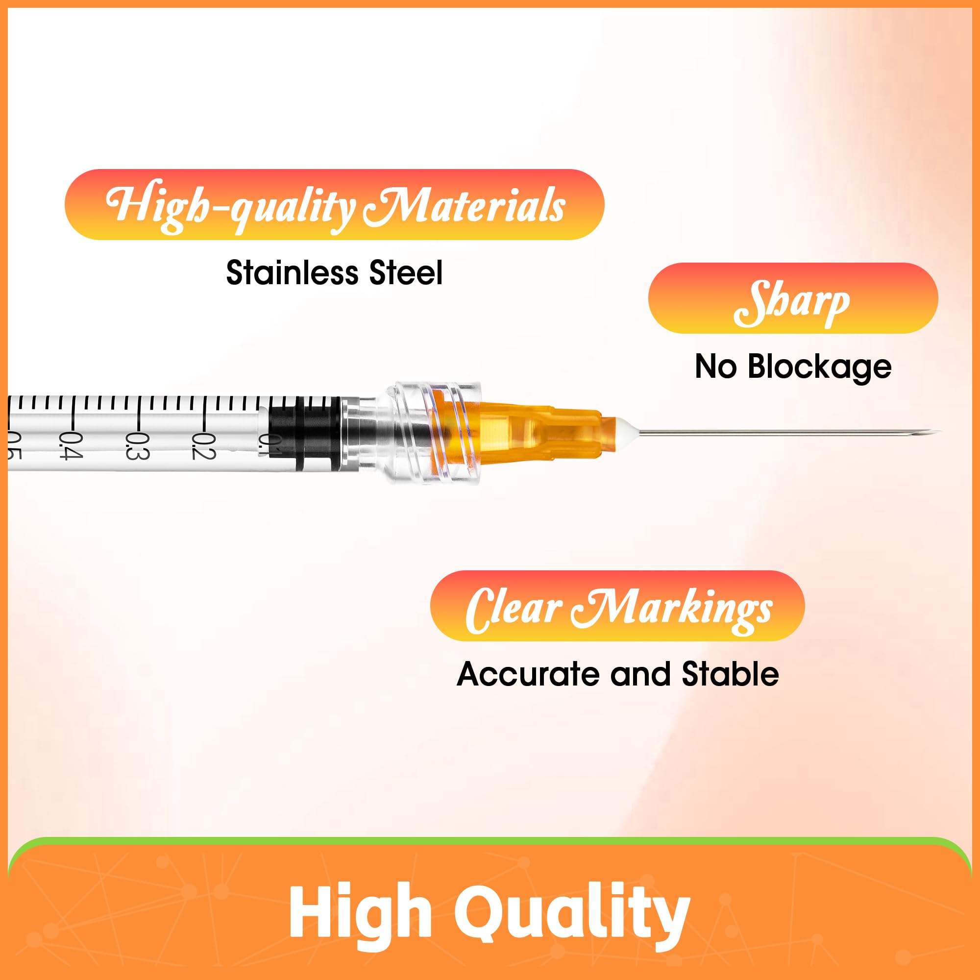 Disposable 1mL Luer Lock Syringe 25G 1 inch for Scientific Lab Use, Individually Wrapped, Box of 100 — Amazon image 3