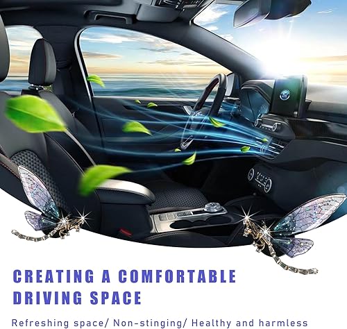 Vista 40 de Augeny 2 clips de ventilación de libélula brillantes, bonitos clips de ventilación de ambientadores de automóvil de cristal, clip de ventilación