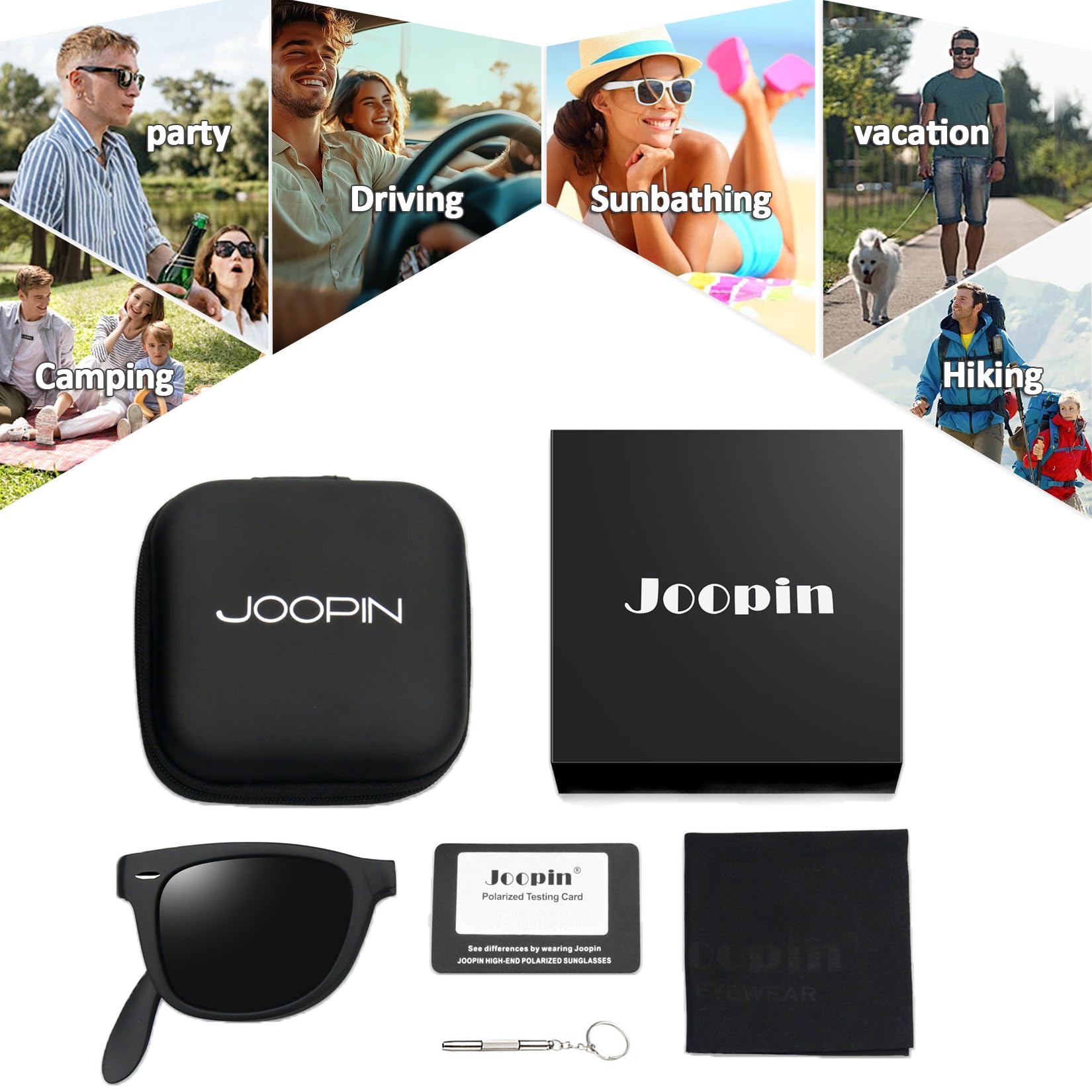 Joopin Occhiali da Sole Uomo Pieghevoli Polarizzati Protezione UV400 Classici Vintage Quadrati Rettangolari Donna Occhiali Pieghevole