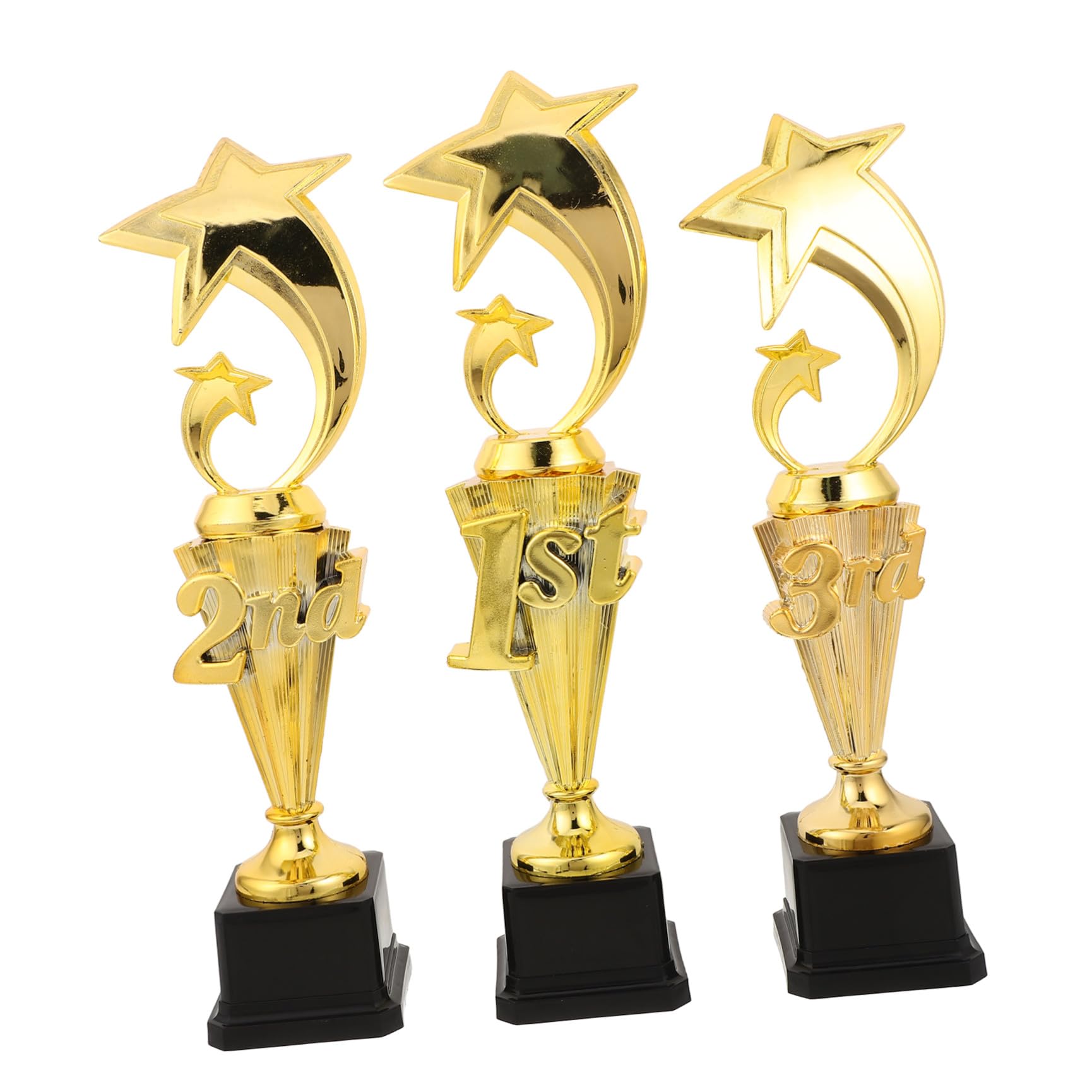Toyvian 3 Pezzi Set di Tre Trofei in Plastica Oro per Tornei Sportivi | Design Divertente, per Appassionati di Sport, Riconoscimenti Gara, per Partite di Calcio