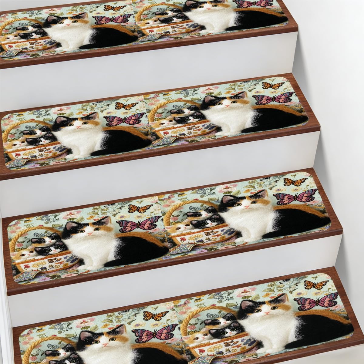 Evita resbalones con esta alfombra antideslizante de gatos vintage para toda la familia