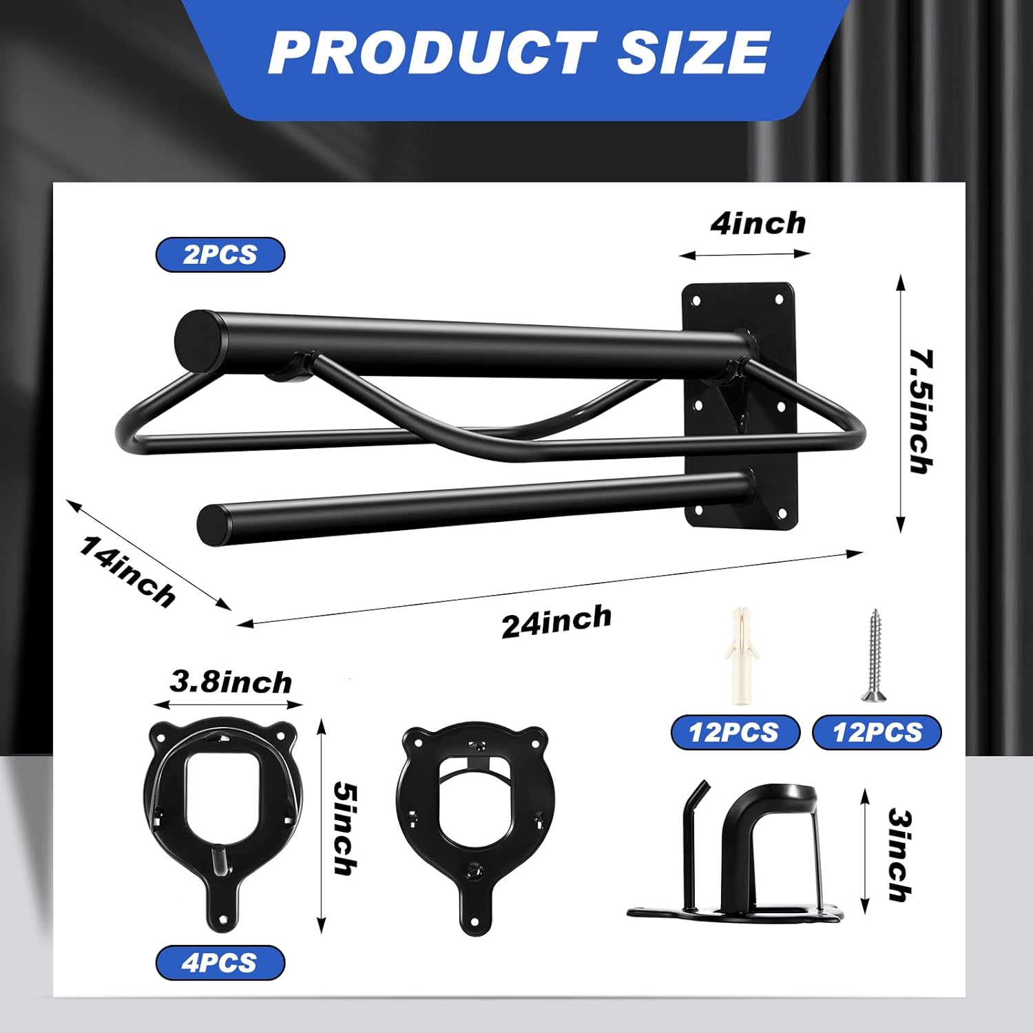 Paterr 6 Pack Saddle Rack Wall Mount with Pad Bar Horse Bridle Rack Metal Bracket Bridle Hooks Detachable Portable Saddle Stand Tack Storage for Western Horse Trailer Stall Supplies Accessories