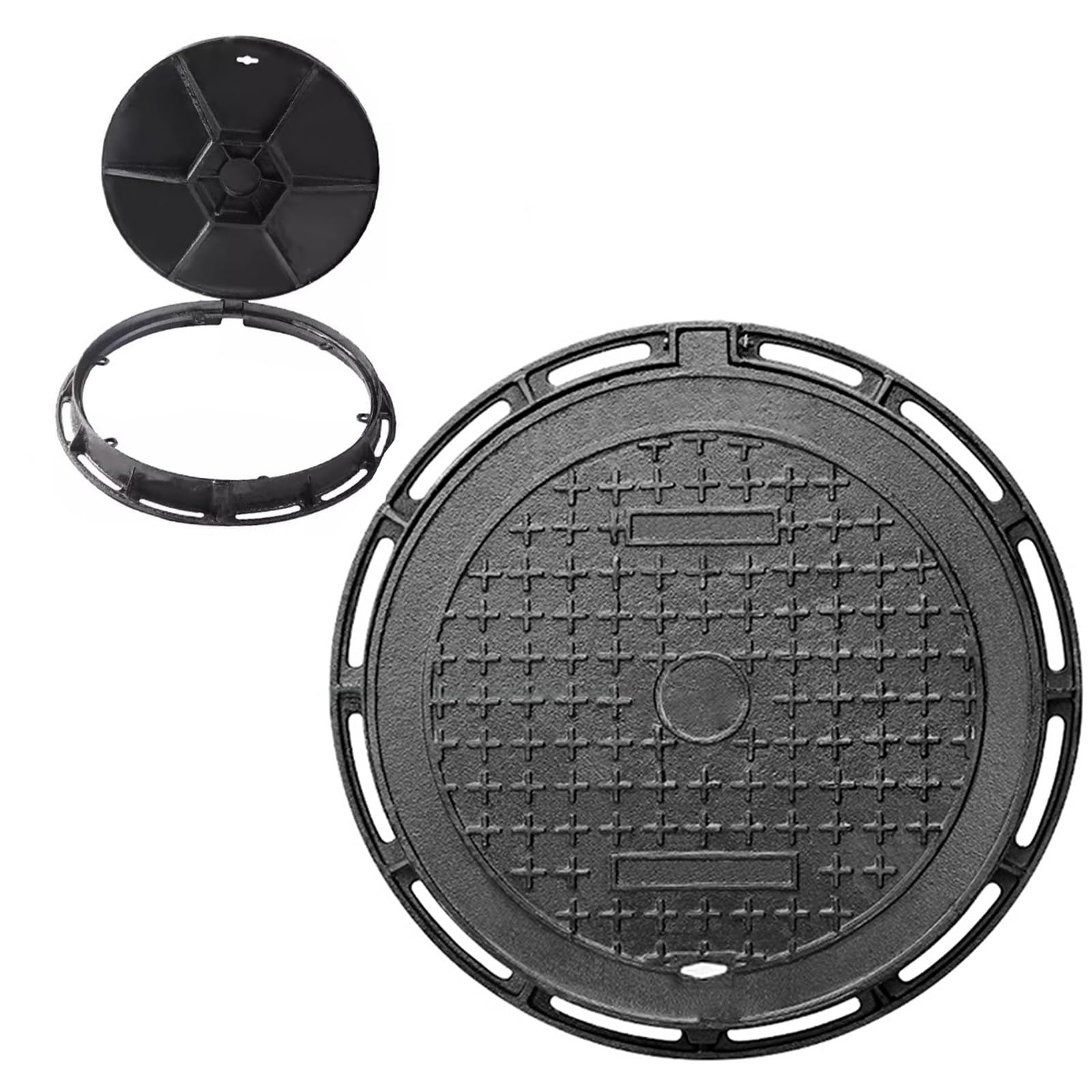 Regard d'égout en fonte ductile 60 cm avec couvercle rond antidérapant de voirie