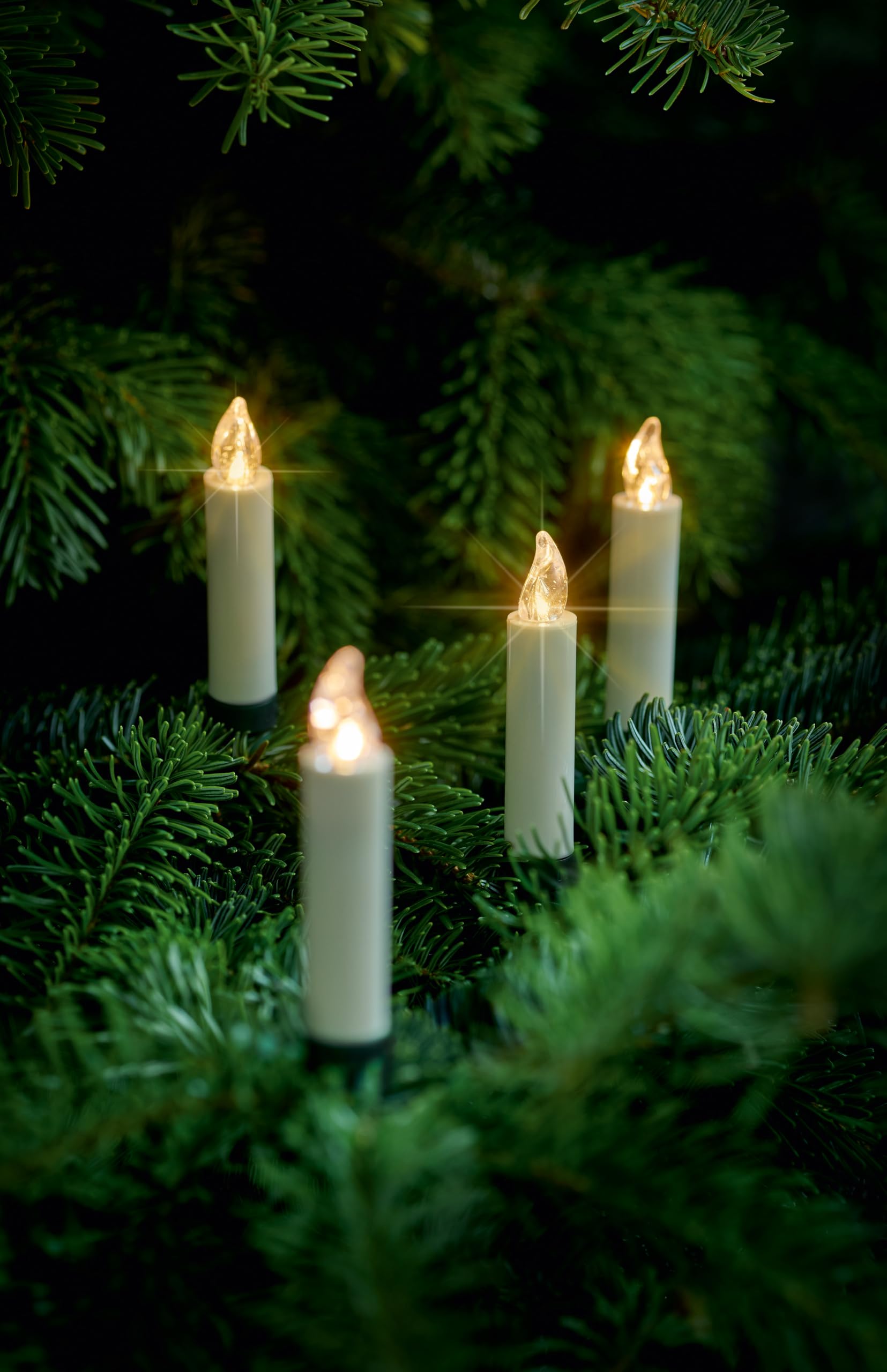 Lumix® LED kabellose Weihnachtsbaum Christbaumkerzen Basic Mini 10er Basis-Set Warmweiß inkl. Fernbedienung ohne Timer Elfenbein 9cm 75460