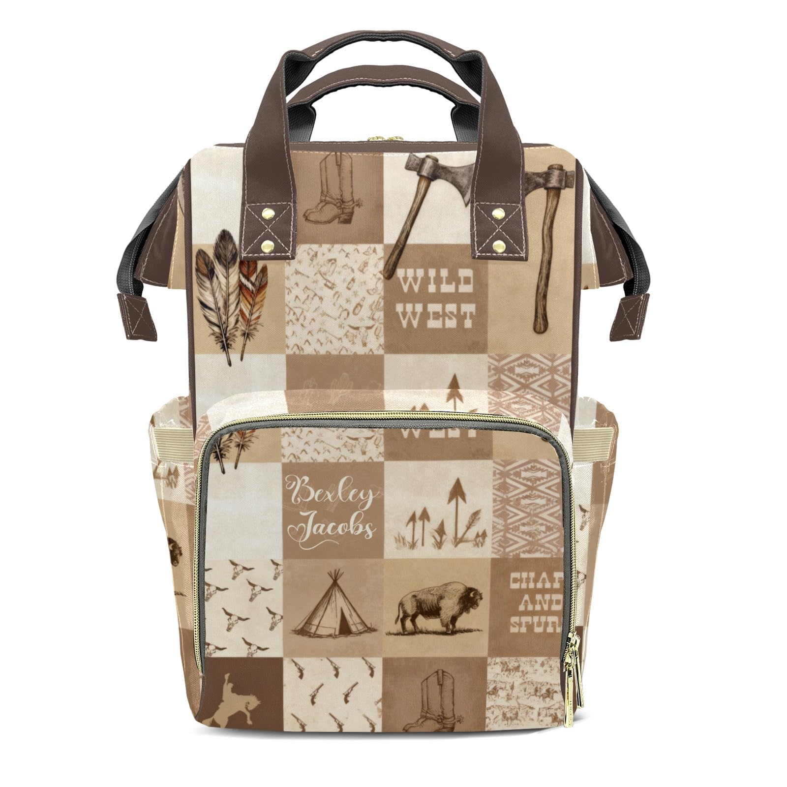 Personalized Diaper Bag Backpack Gift West Cowboy Life Wild Convenient and Durable: Waterproof Multi-Compartment Nappy Bag