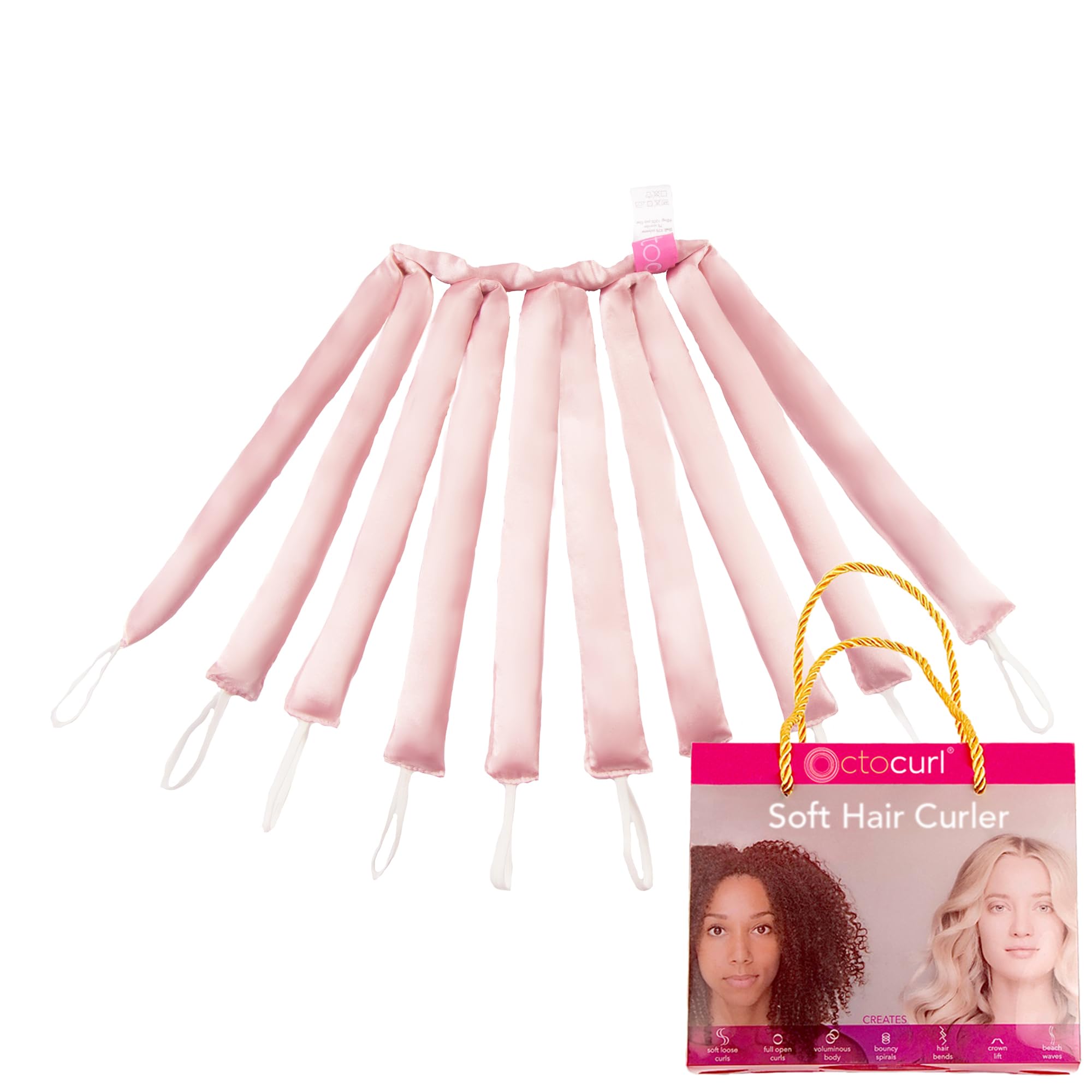 Octocurl Octopus Heatless Hair Curler - Hair Curlers to Sleep In, Overnight Curls, Heatless Curls Headband, Hair Curlers No Heat, Heatless Curlers Hair Rollers, Curlers for Short Hair (Satin - Pink)