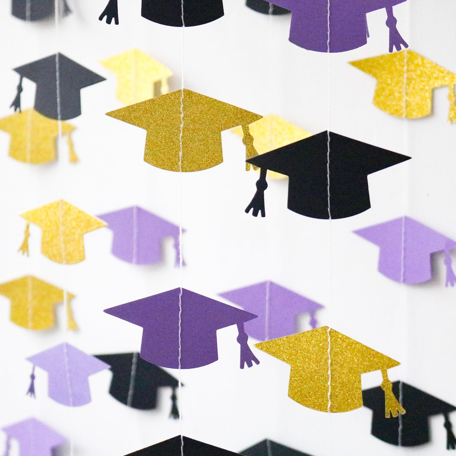 Blopee Black Purple and Gold Graduation Garland Graduation Party Decorations Class of 2026 Grad Cap Garland Banner Streamers for Grad Party Hanging Decorations 40Feet