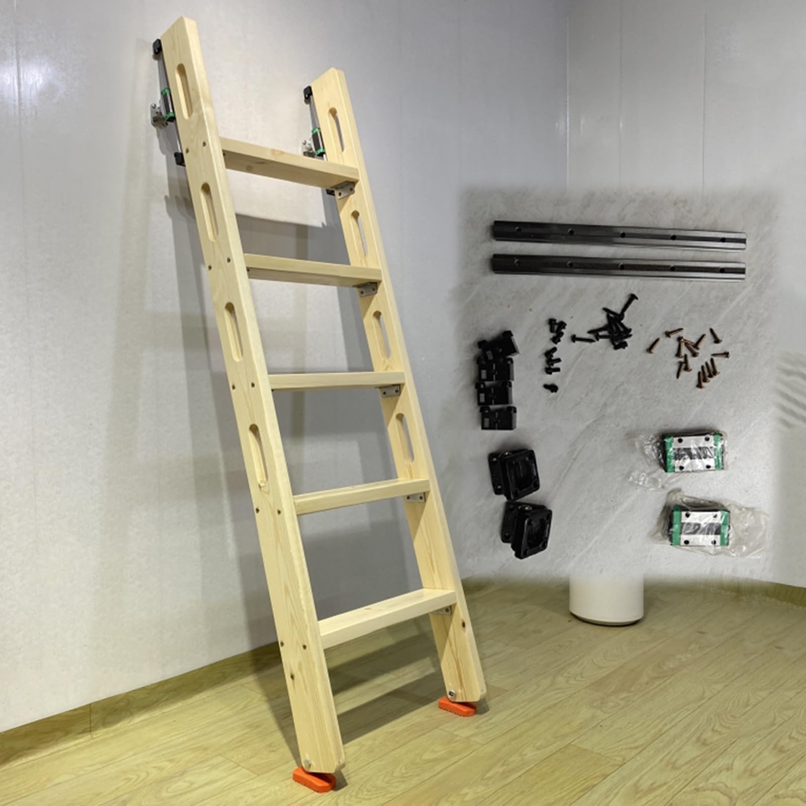 Escaleras para Áticos Escaleras de Madera para Loft con Accesorios de Montaje, Escalera de Salida de Ático Portátil de 1 M A 2,6 M de Largo, Escalera de Escalada de Emergencia Que Ahorra Espacio para