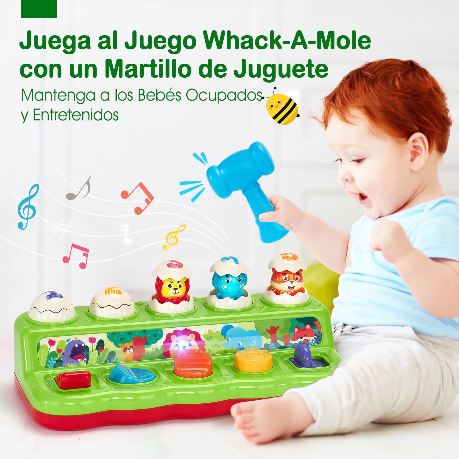hahaland Juguetes Niños 1 año - Animales Pop-up Interactivo con Luces & Sonidos - Juguetes Montessori para Niños 1 2 3 Años Regalo Educativo
