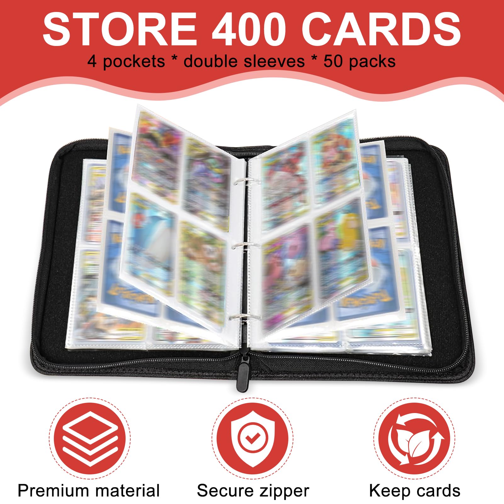 Album De Collection Pour Cartes - 400 Emplacements, Portable (cuir PU)