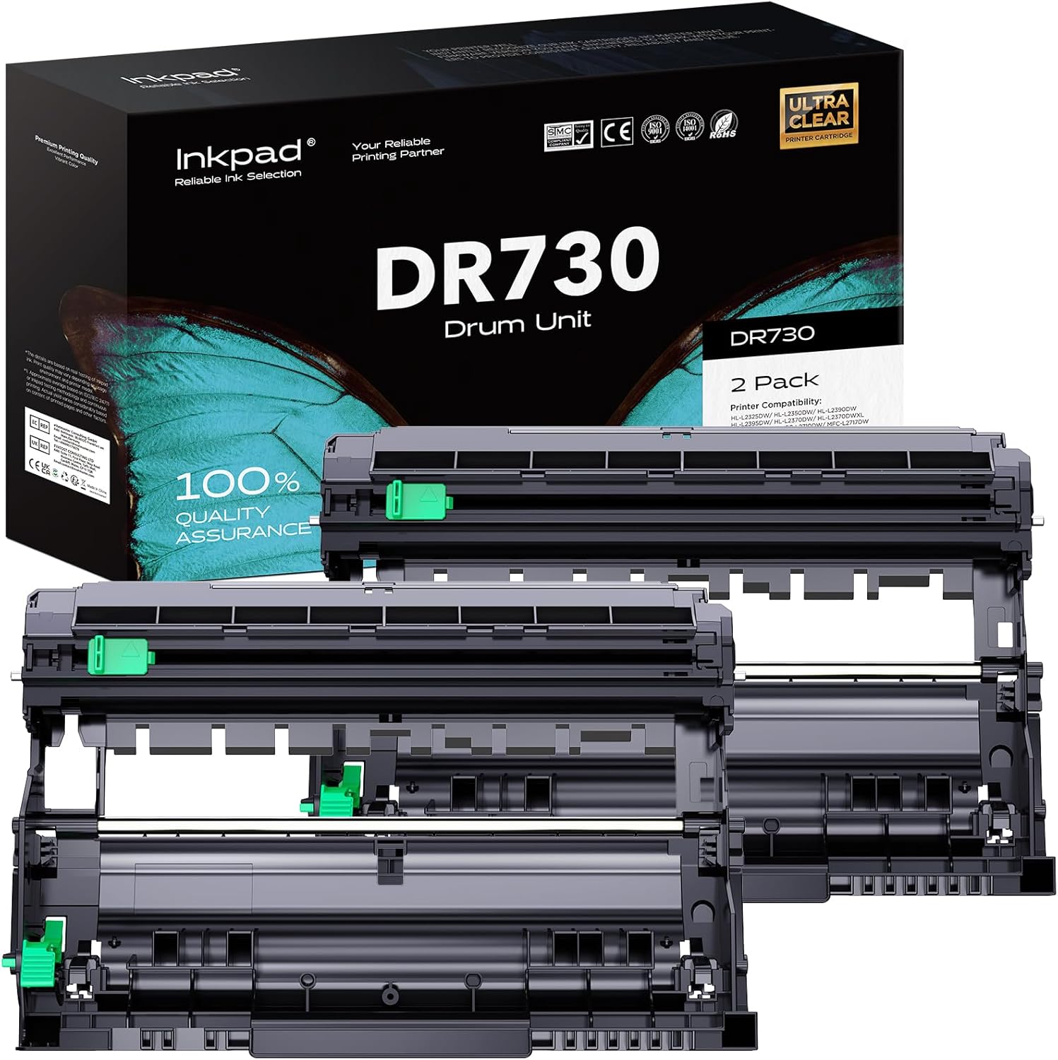 DR730 Compatible Drum Unit 2 Pack (NOT Toner) Replacement