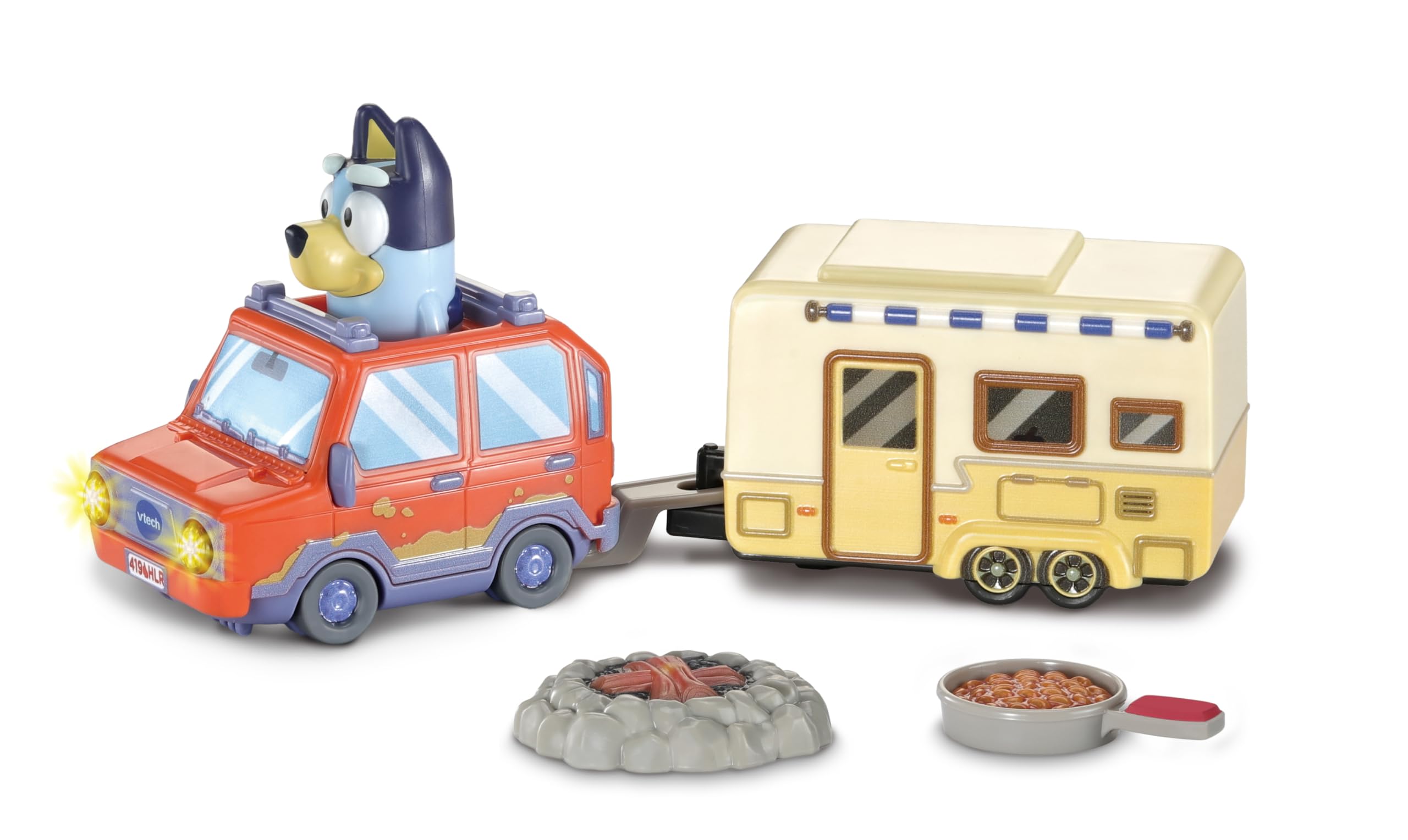 VTech Toot-Toot Drivers Bluey Family Car & Caravan, Interactive Toddler Toy for Pretend Play with Lights and Sounds, Bluey Toy Car, Suitable for Ages 12 Months, 2, 3, 4 Years Plus, English Version