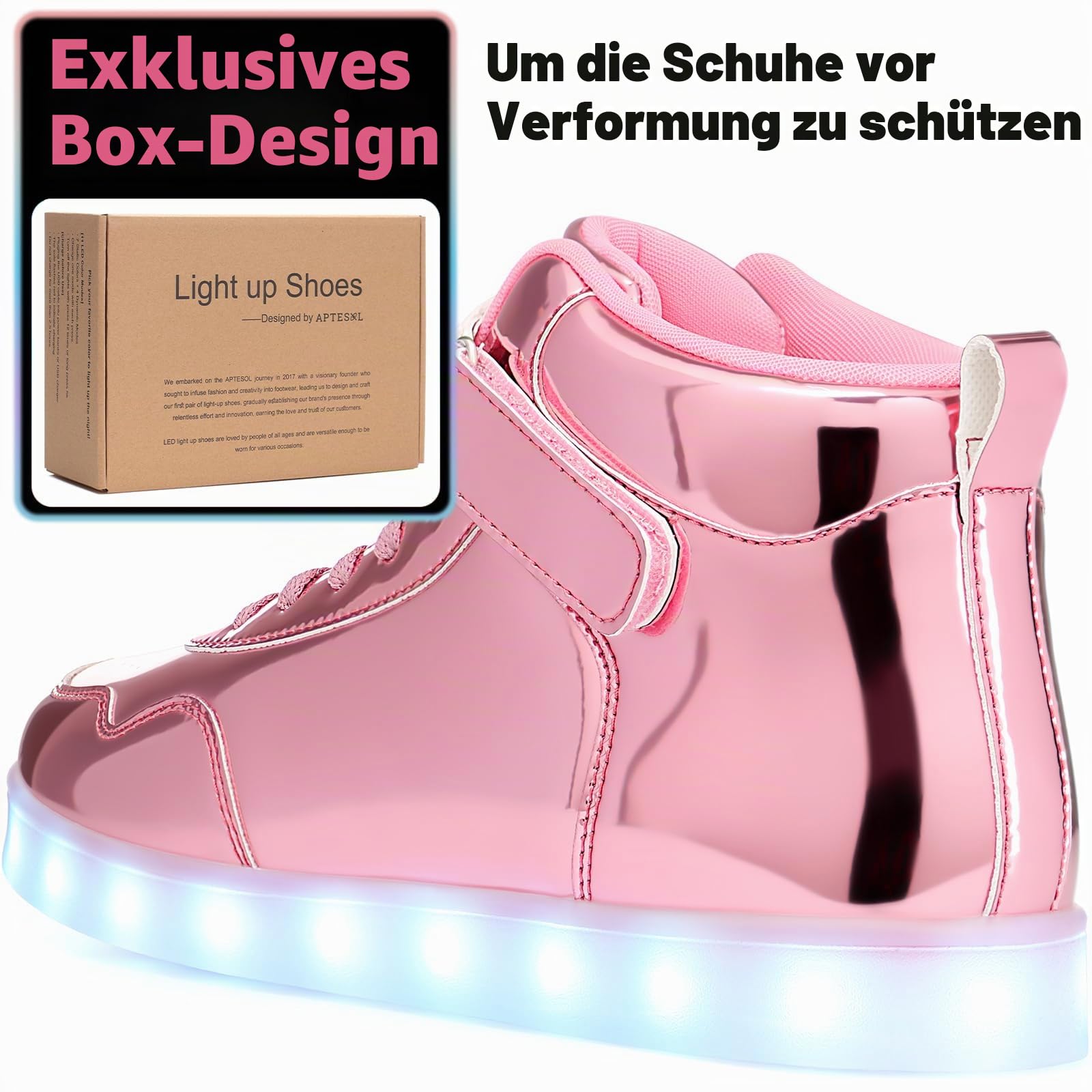 APTESOL Unisex LED Leucht Schuhe High-Top Licht Blinkt Sneaker USB Aufladen Shoes für Damen Herren