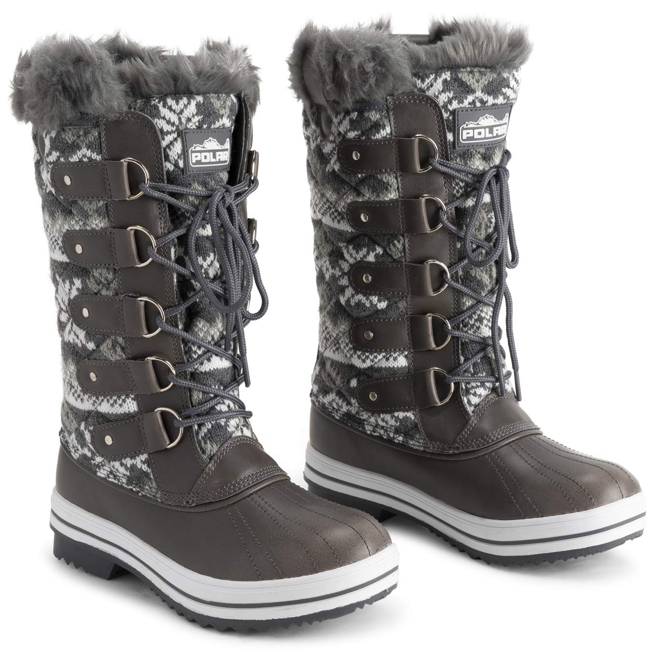 Polar Femmes Matelassée Grand Neige Imperméable L'hiver Fausse Fourrure Semelle En Caoutchouc Botte