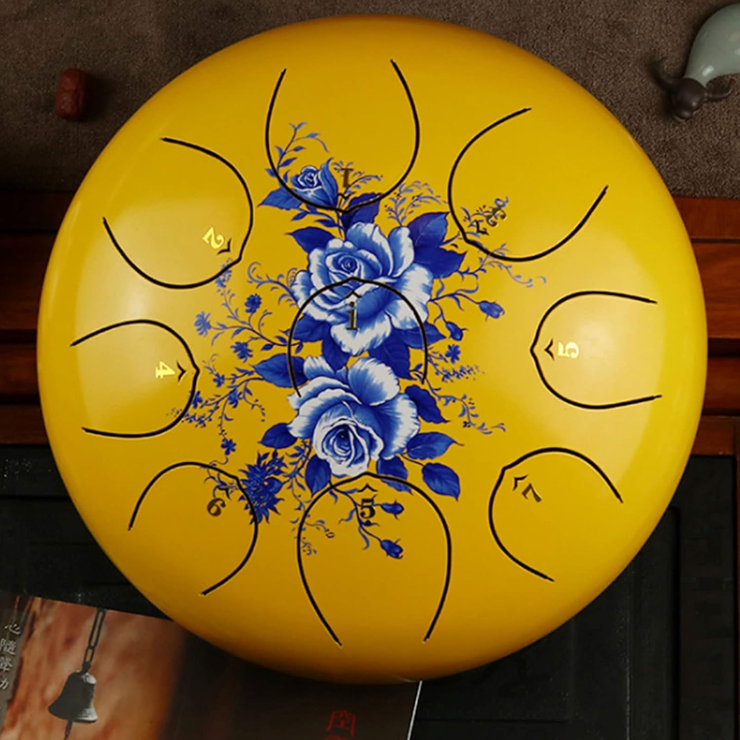 12 Inch Steel Tongue Drum, Pattern Ethereal Drum with Backpack, Music Book, Mallets, scales and finger rings for Camping, Meditation, or Yoga Lotus Steel Tongue Drum (Color : B) (D)