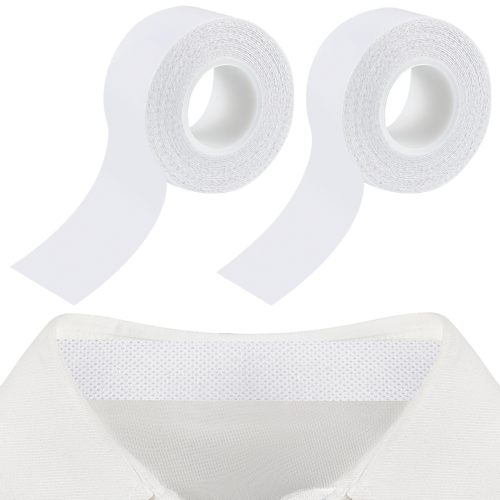 Jecery 2 Rolls 2 Rolls Sweat Pads Collar Protectors for Men Shirts, Disposable White Shirt Neck Tape, Dress Hat Collar Self Adhesive Invisible Liner Patch Against Sweat Stain (0.98 Inch,1.18 Inch)