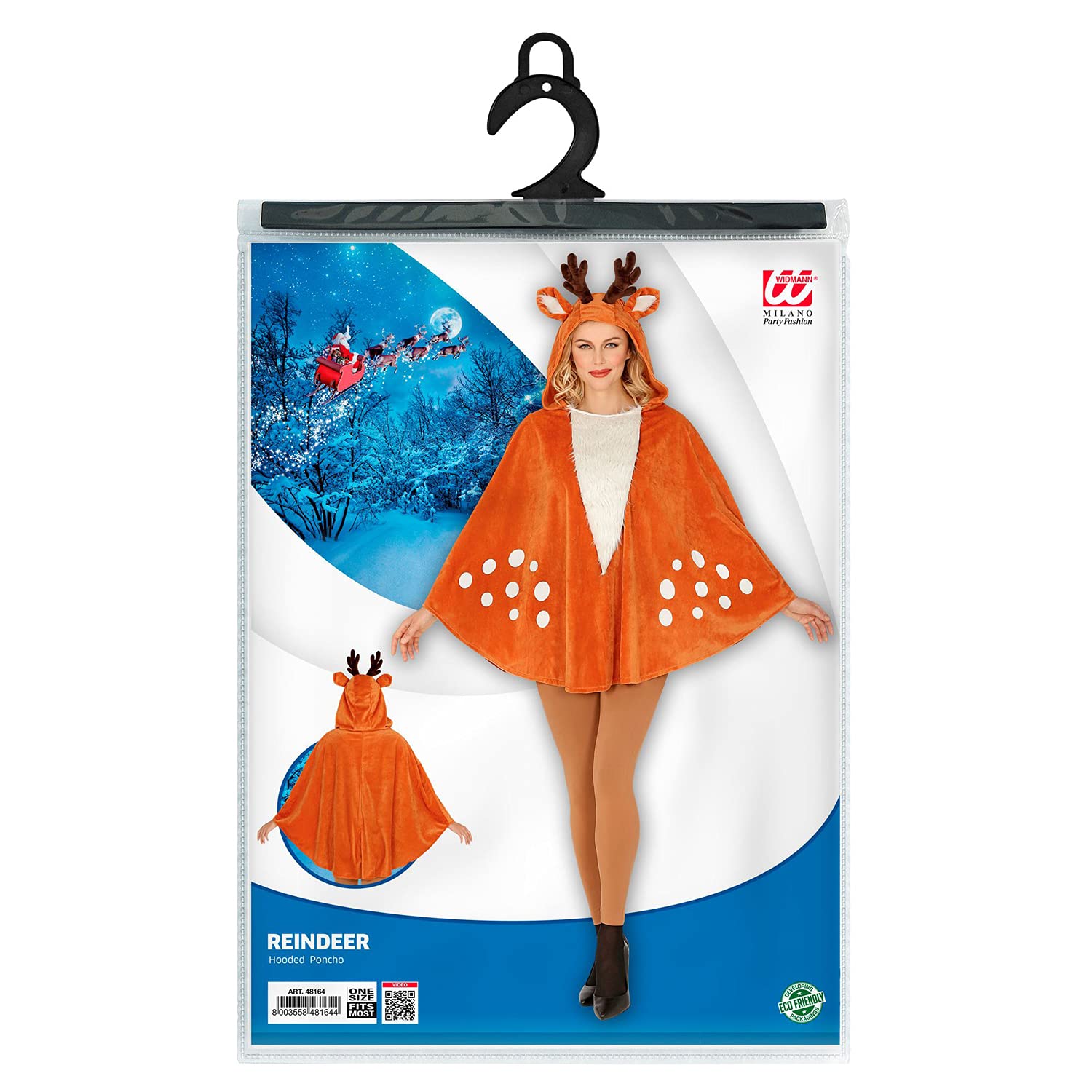 Widmann 48154 48154 Kostuum Skelet, poncho met capuchon, themafeest, Halloween, dames, meerkleurig, eenheidsmaat, past de meeste volwassenen